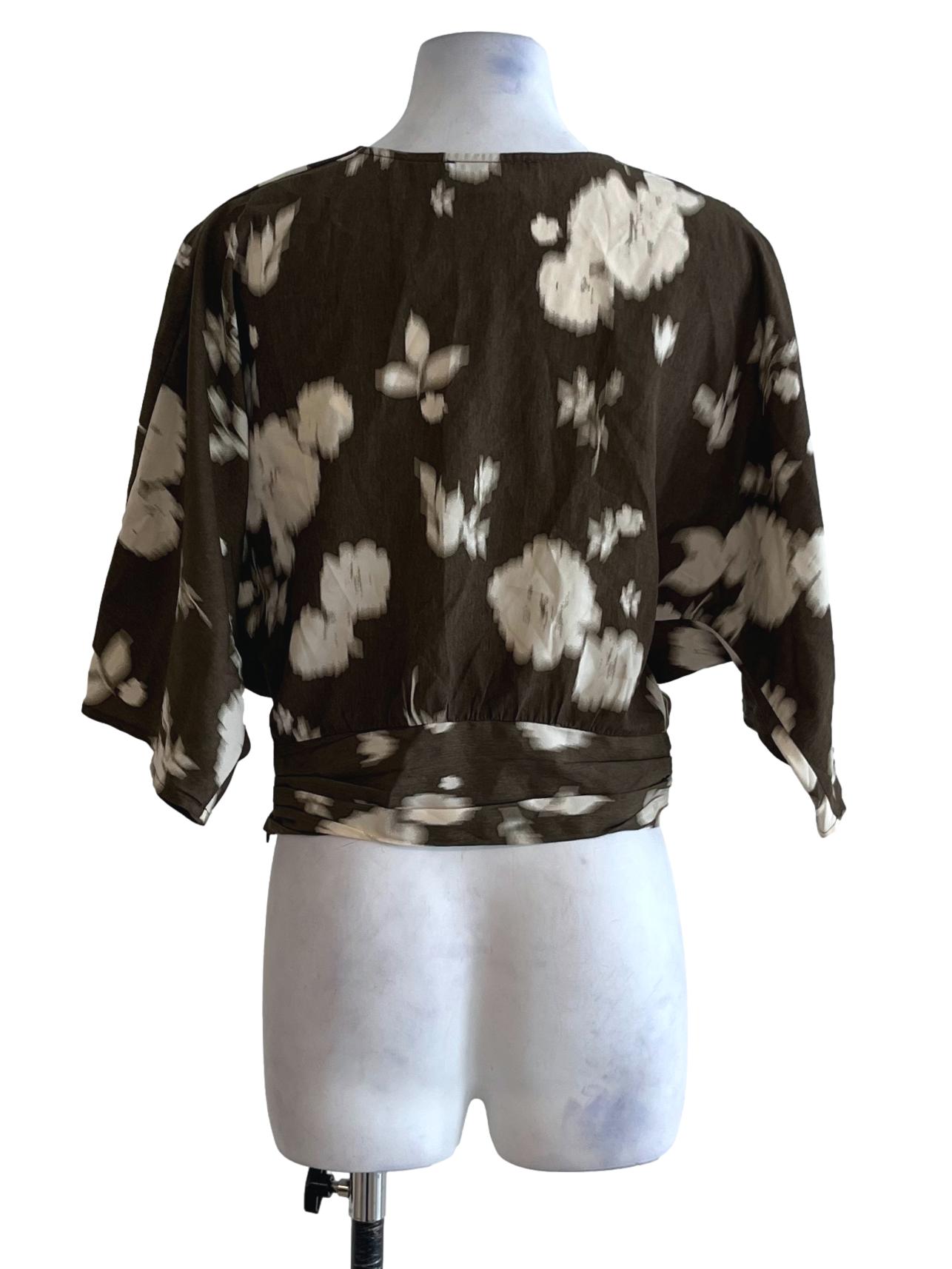 Cedar Brown Prints V-Neckline Blouse