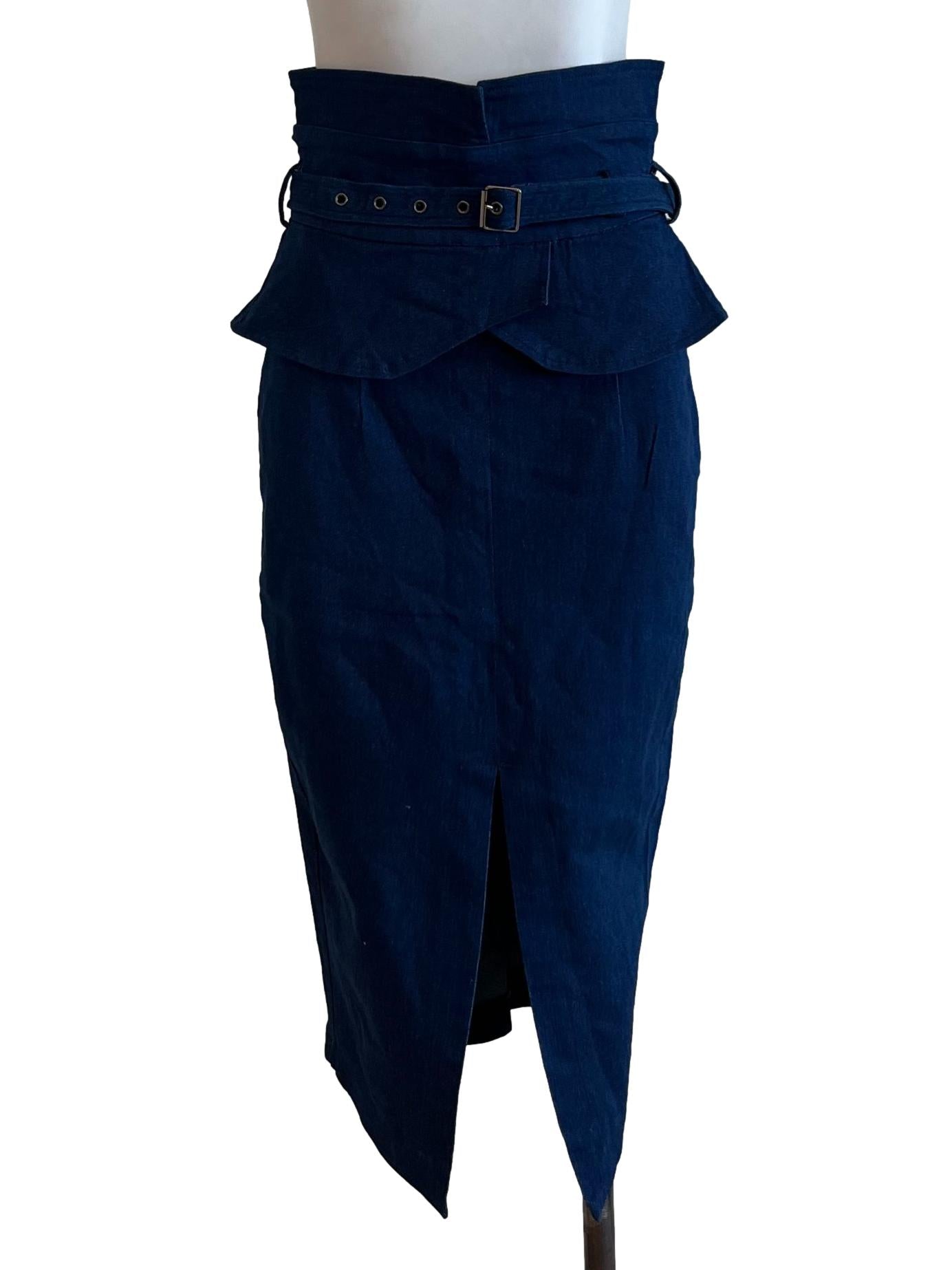 Blue Extra Belt Jeans Skirt
