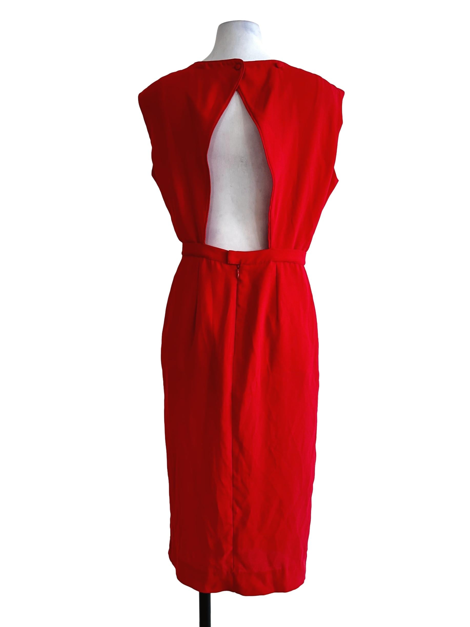 Candy Red Dress With Pleated Skirts