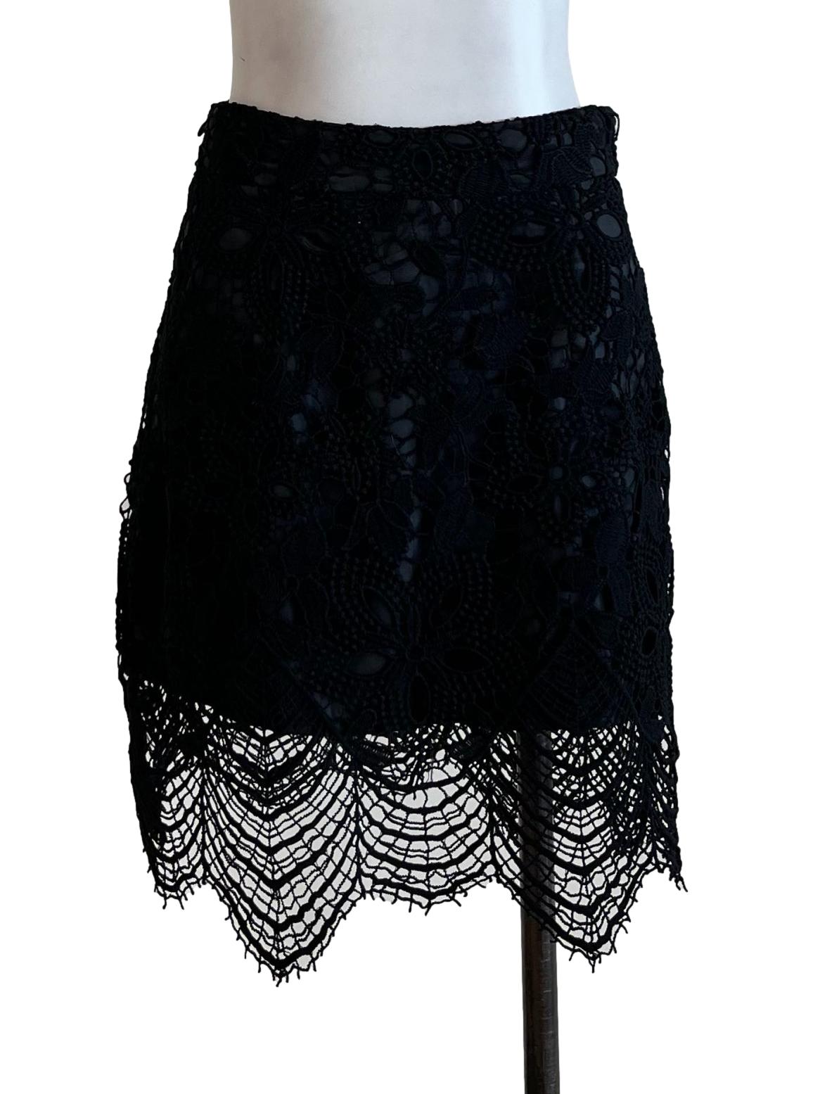 Black Plain Lace Skirt