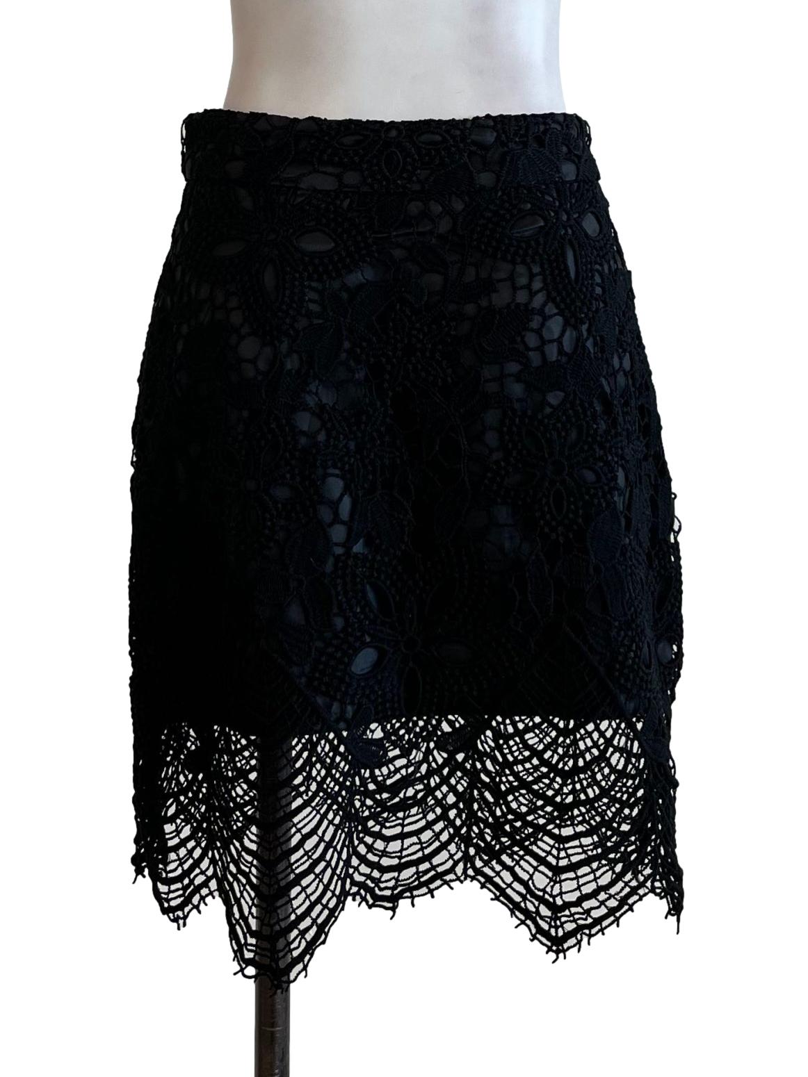Black Plain Lace Skirt