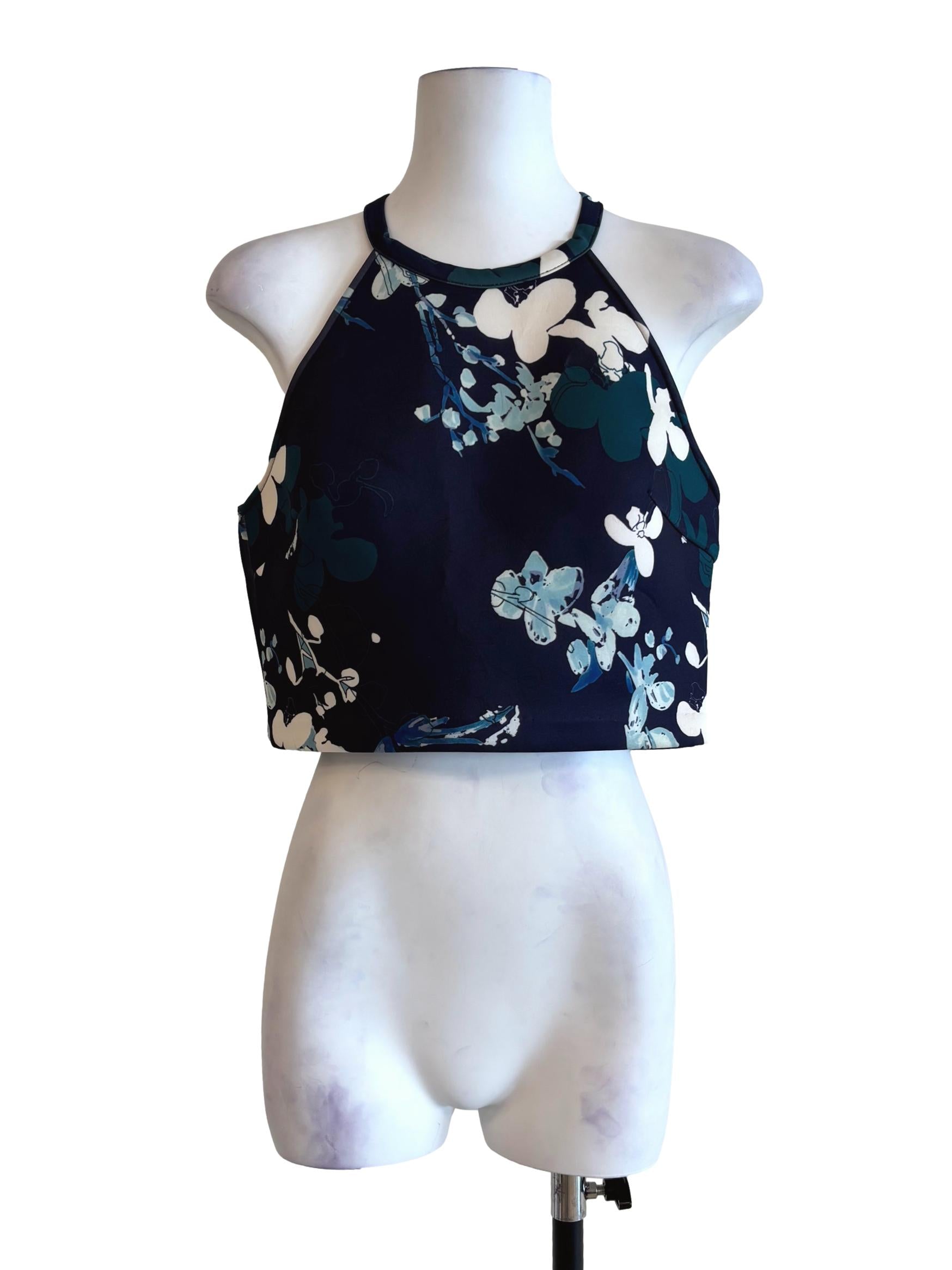 Peacock Blue Apron Neck Top LB