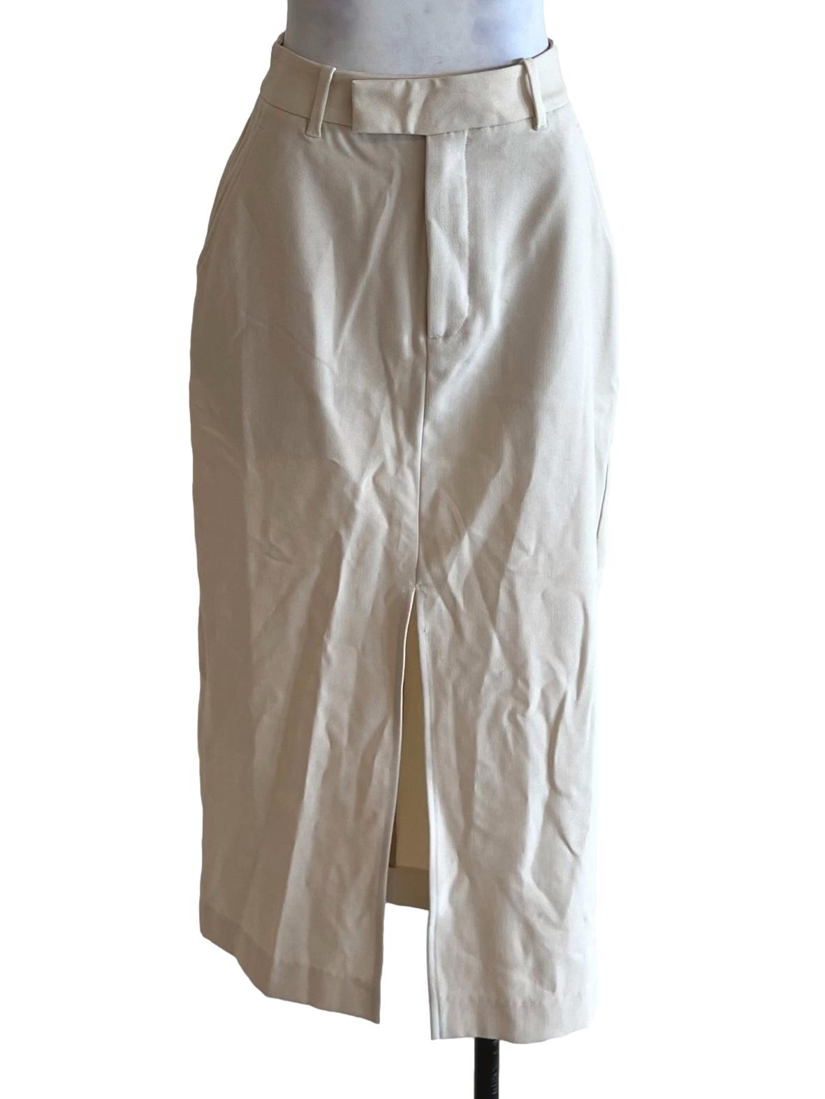 Beige High-Waisted Pencil Skirt
