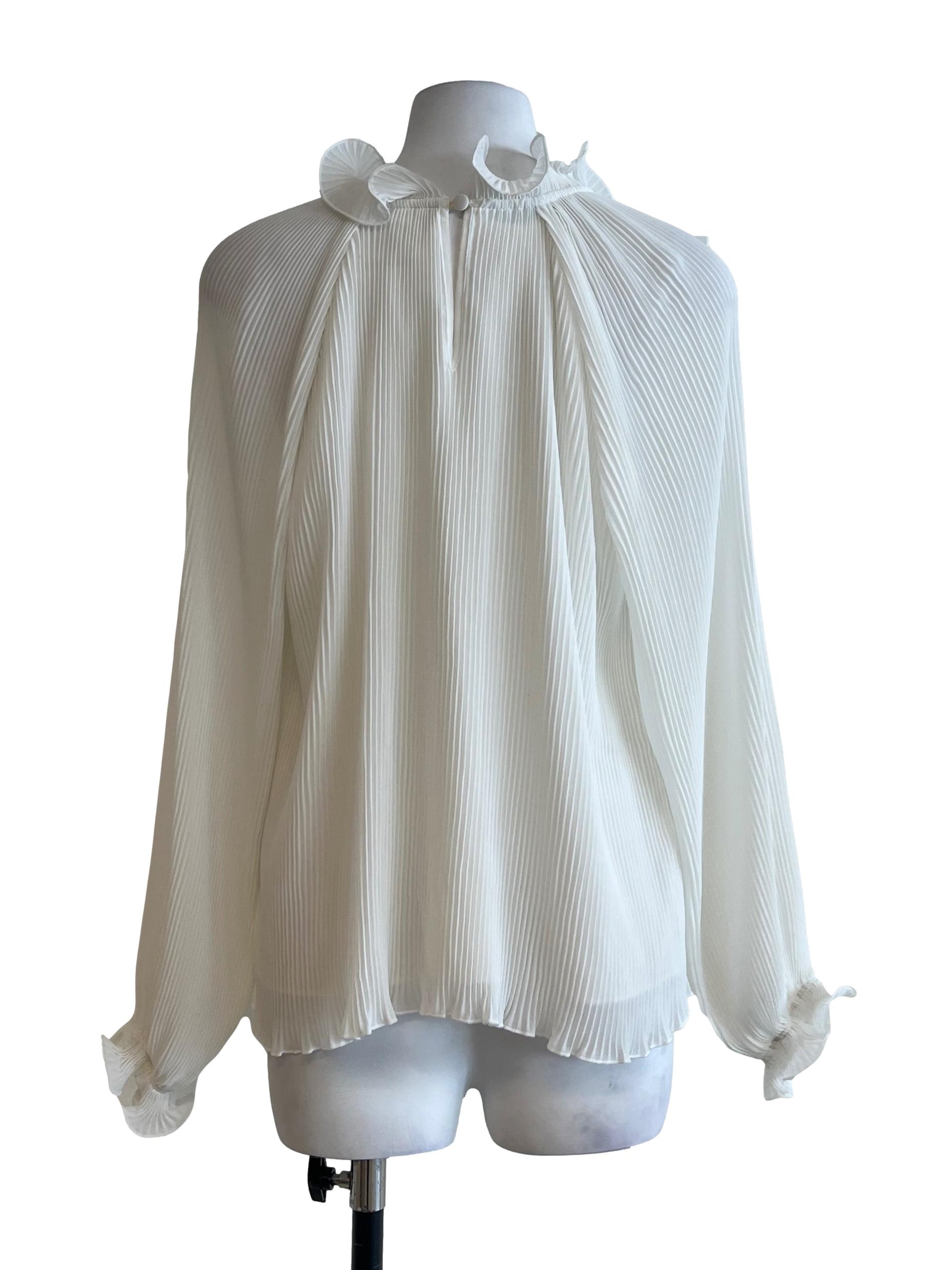 Pearl White High Neck Long Sleeve Top