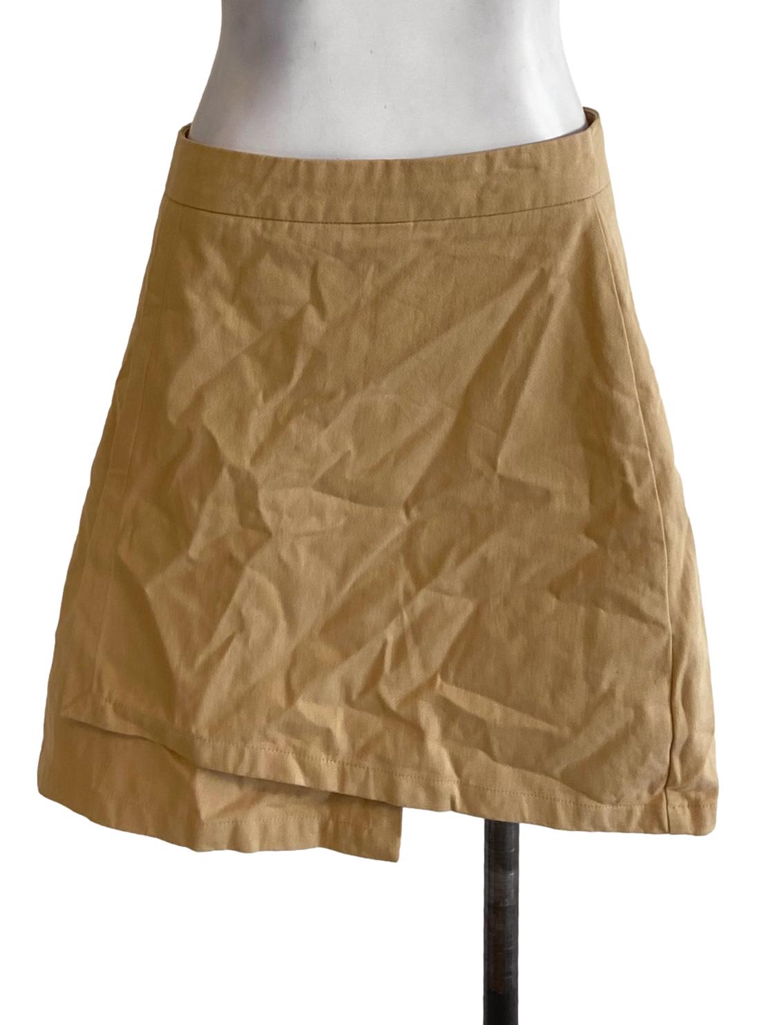 Brown Herringbone Asymmetric Flip Skirt TTR