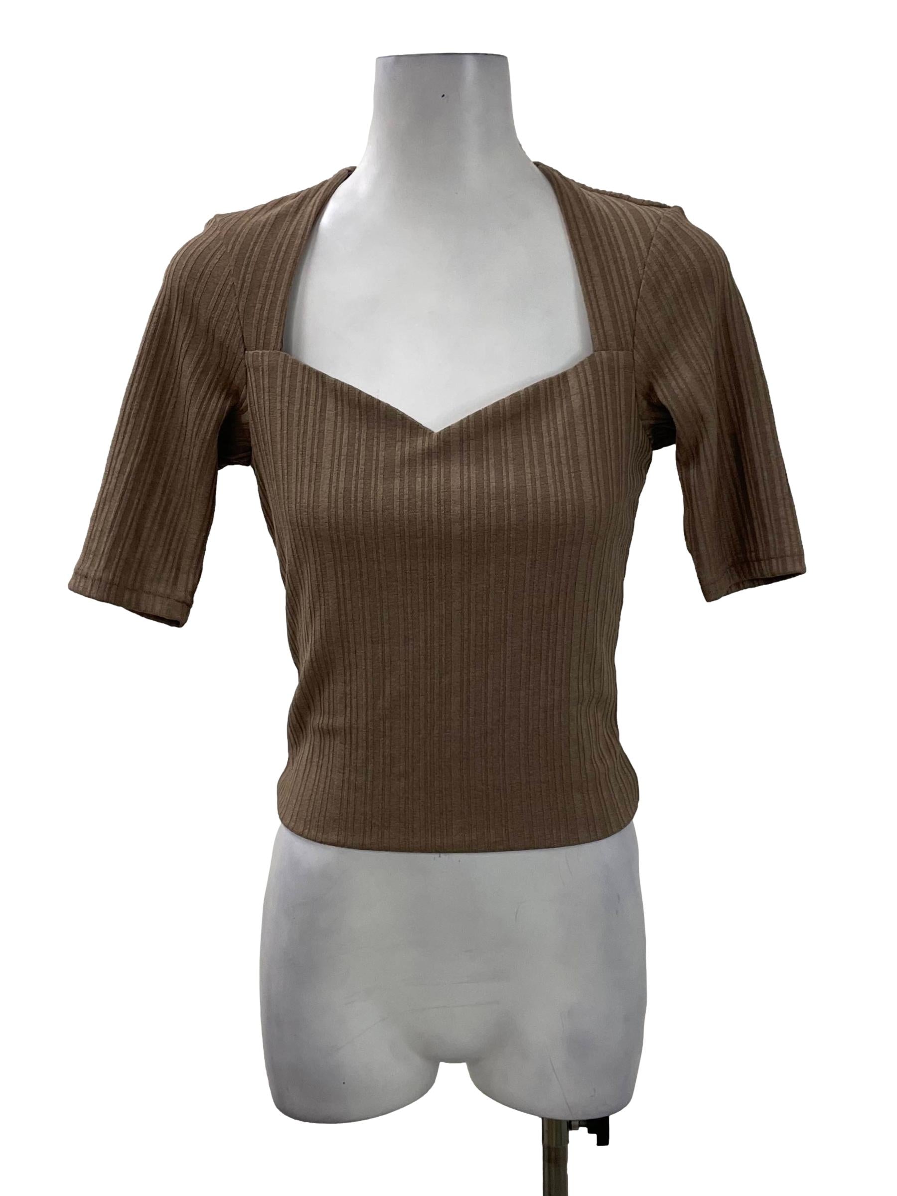 Brown Sweetheart Textured Top