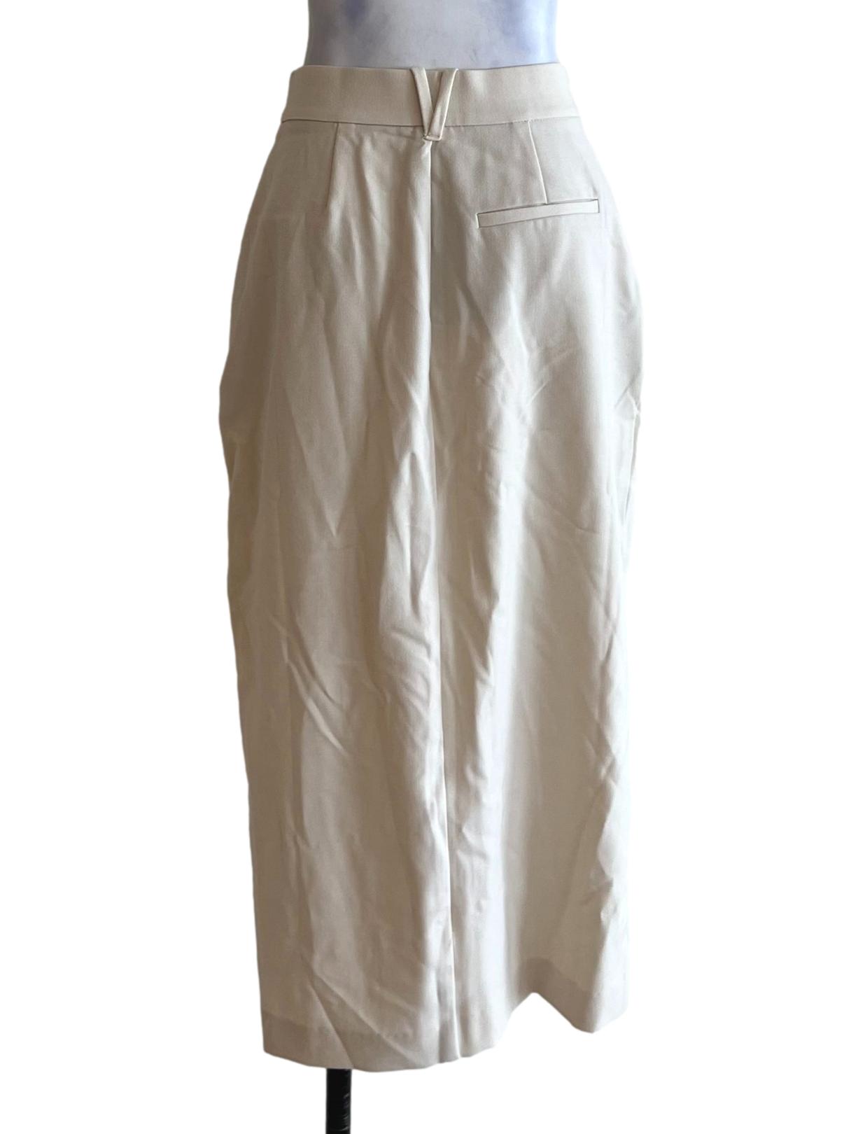 Beige High-Waisted Pencil Skirt