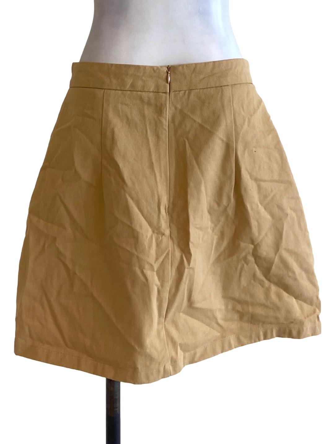 Brown Herringbone Asymmetric Flip Skirt TTR