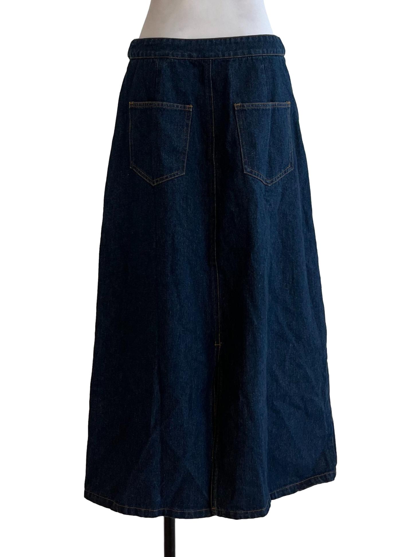 Blue Non Elastic Waist Jeans Skirt