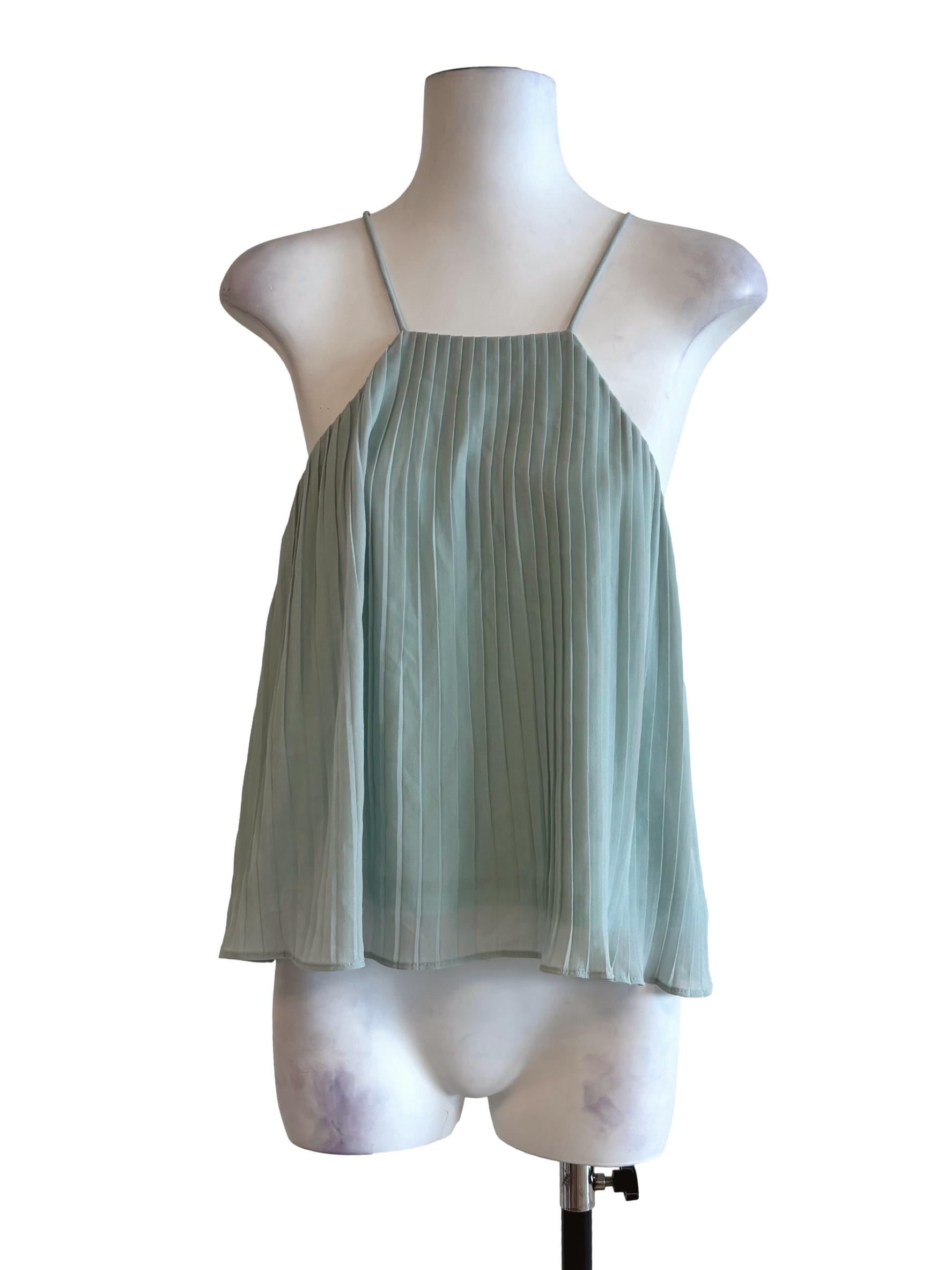 Mint Green Pleated Halter Top TCL