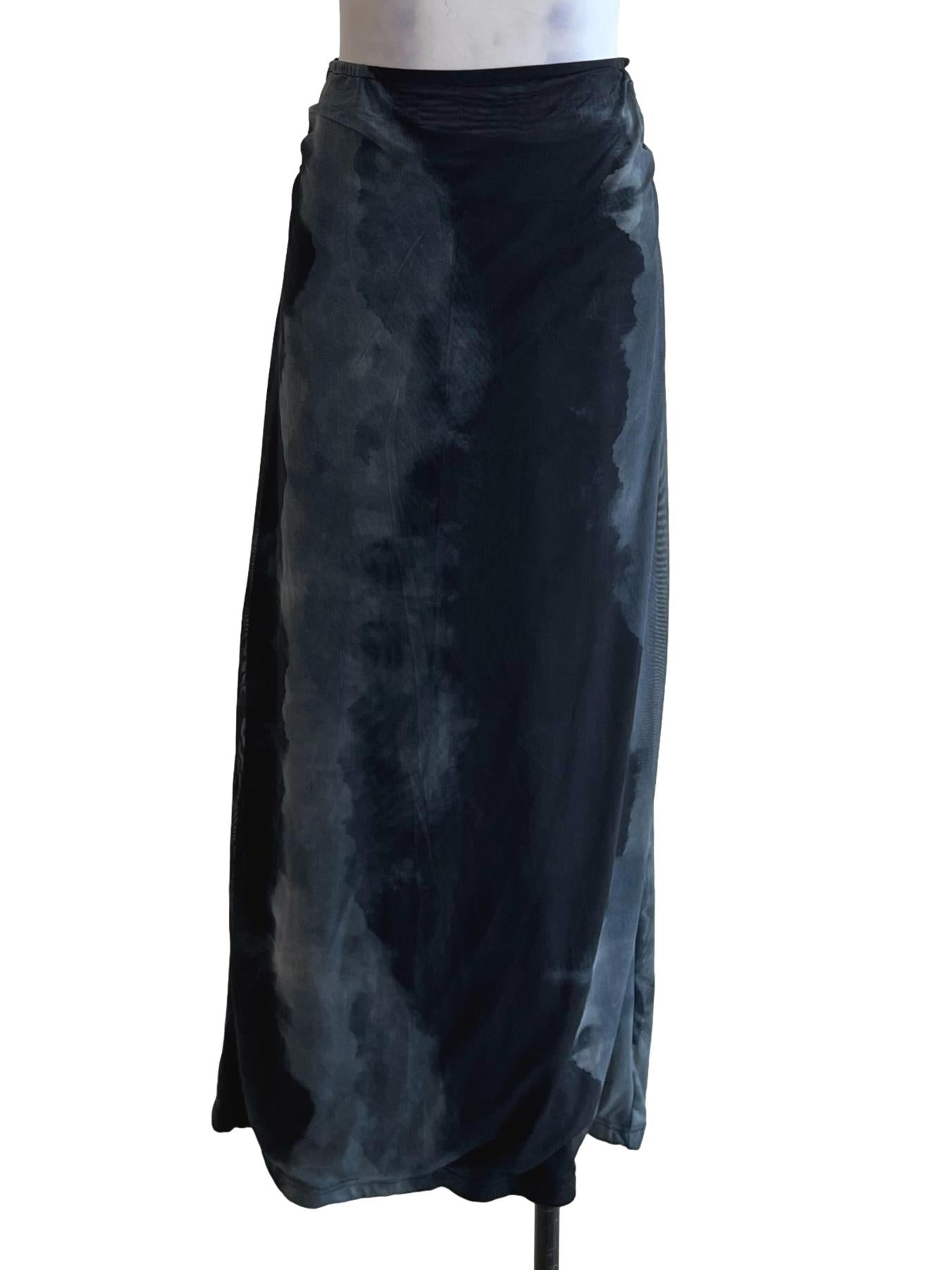 Blue Grey High-Waisted Maxi Skirt