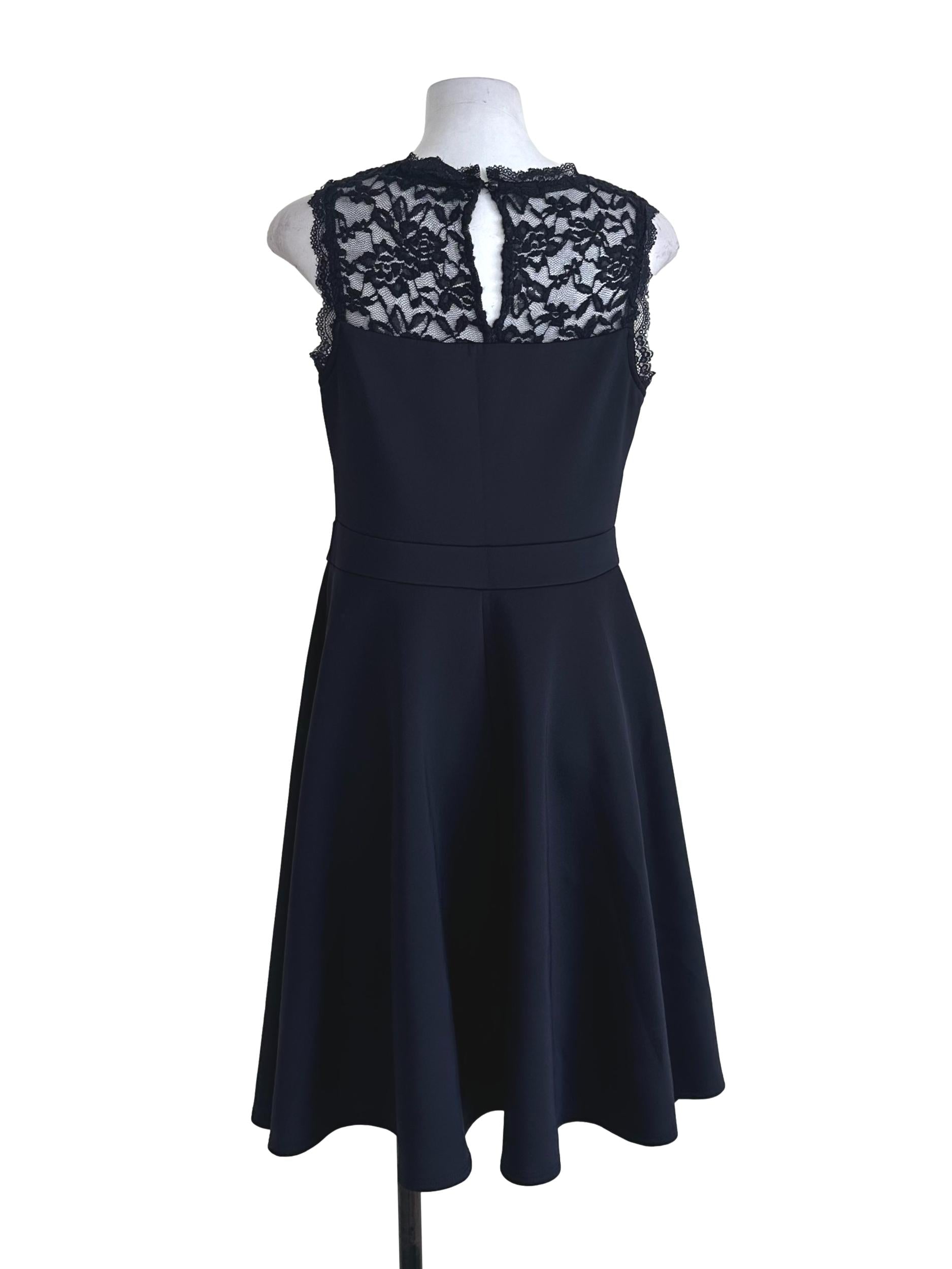Navy Blue Plain Lace Dress
