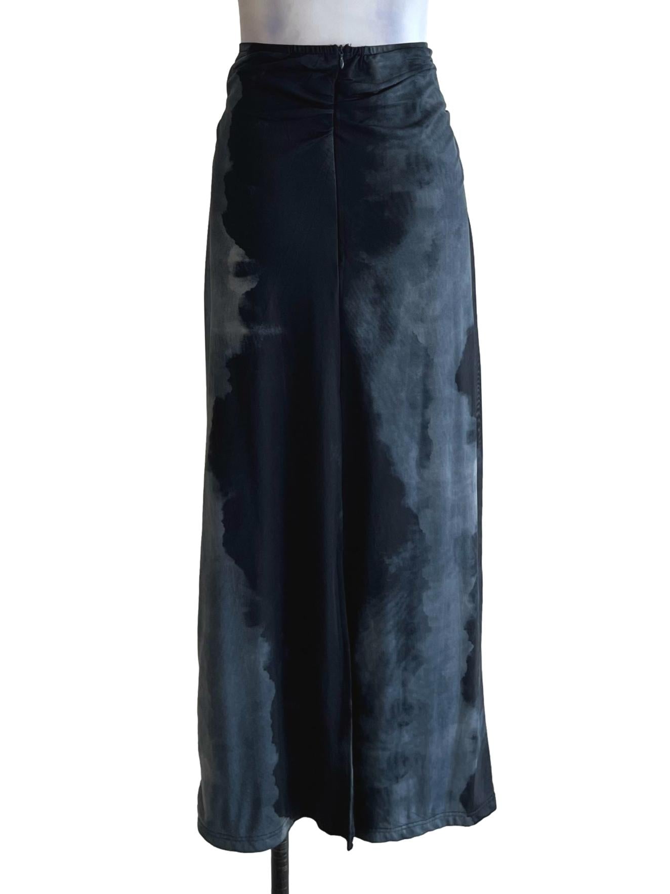 Blue Grey High-Waisted Maxi Skirt
