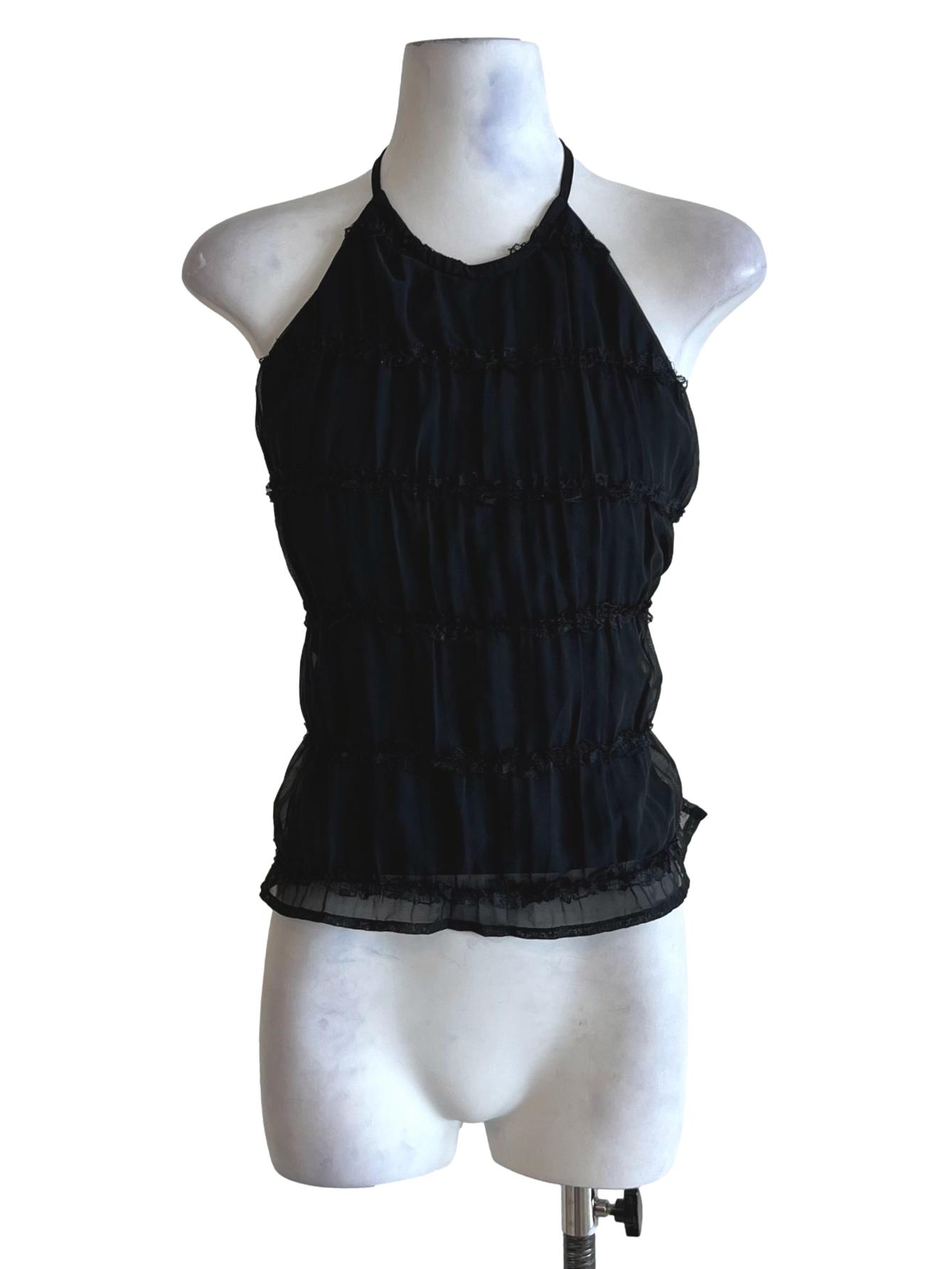 Black Halter Neckline Sleeveless Top