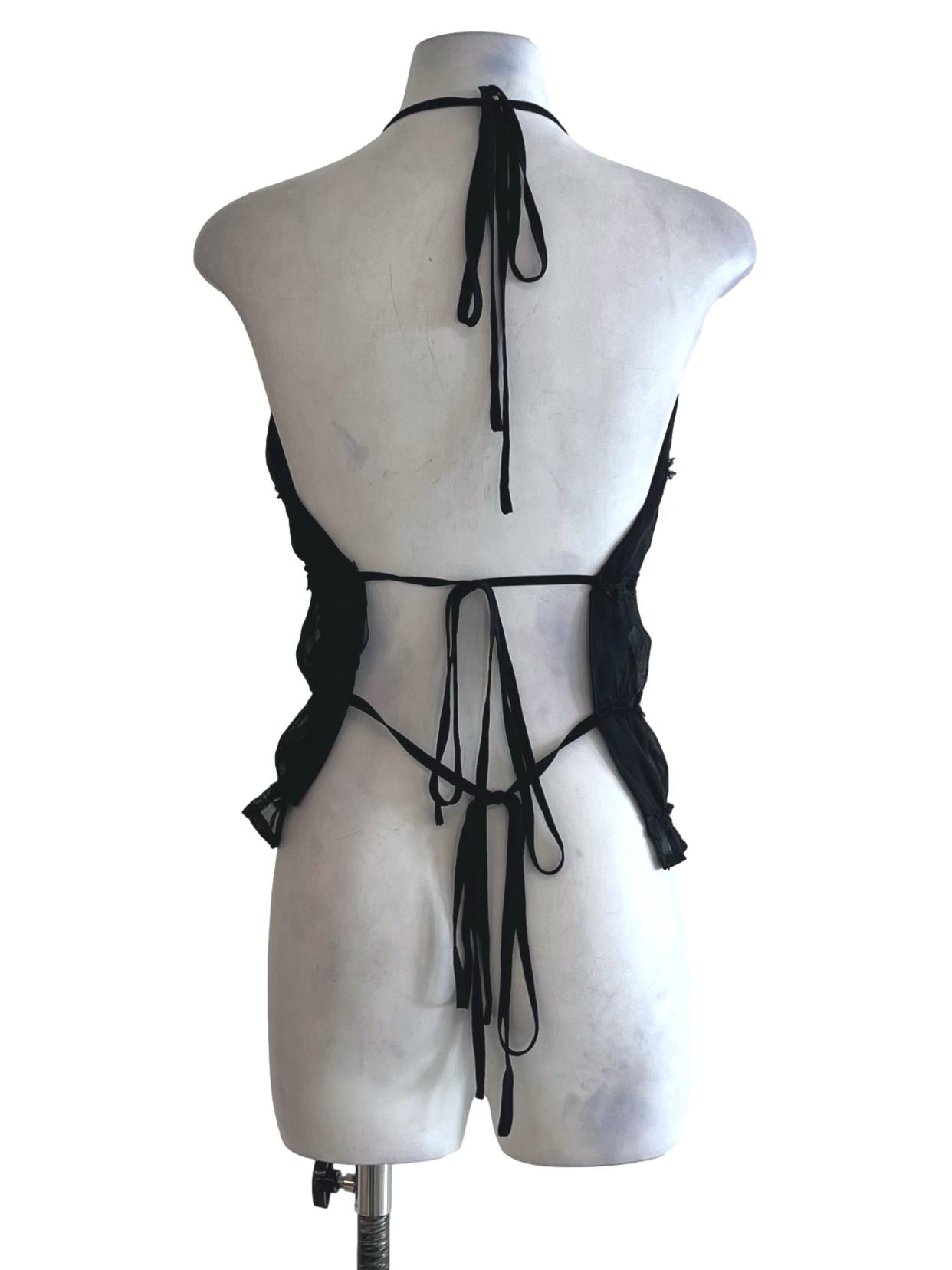 Black Halter Neckline Sleeveless Top