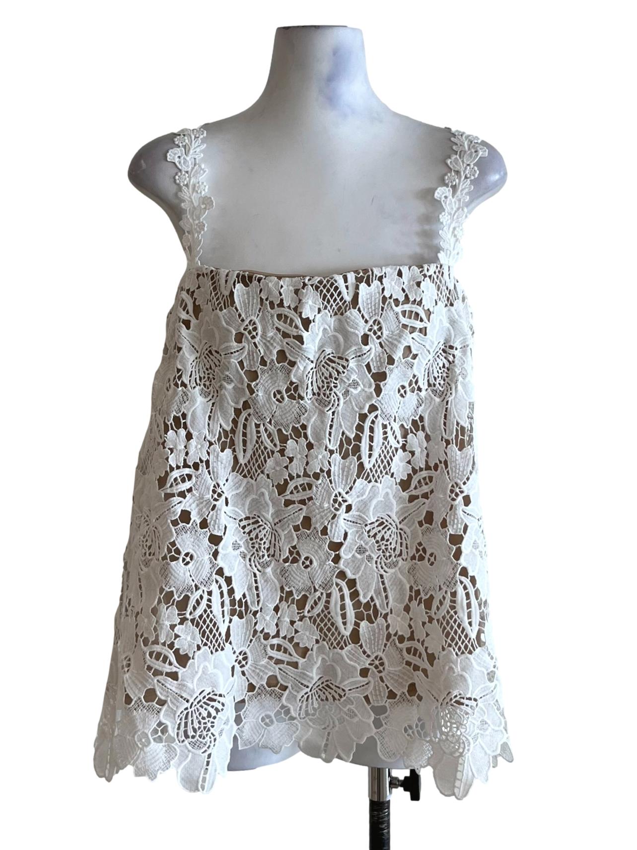 White Lace Sleeveless Top