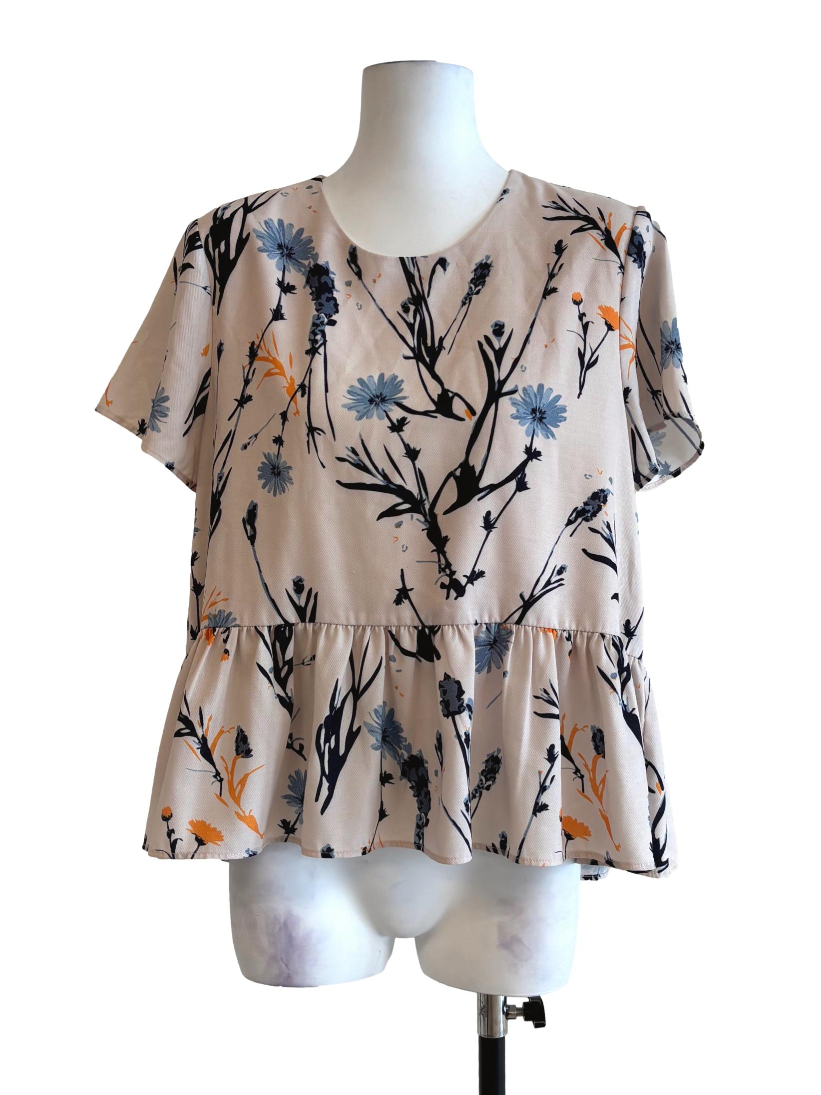 Merino Floral Peplum Top LB