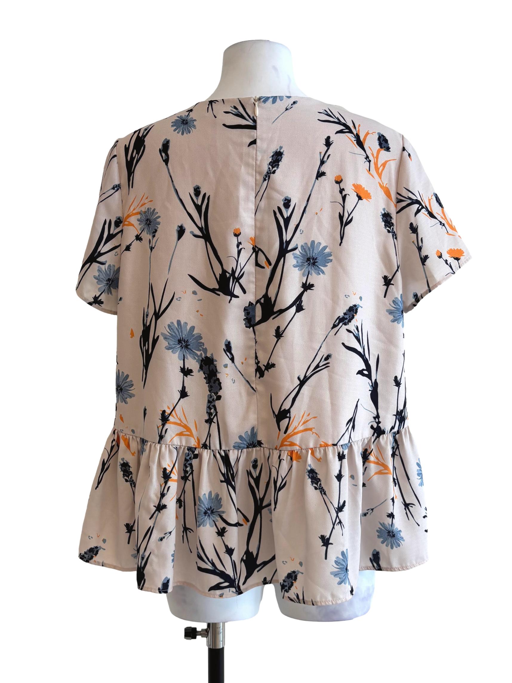Merino Floral Peplum Top LB