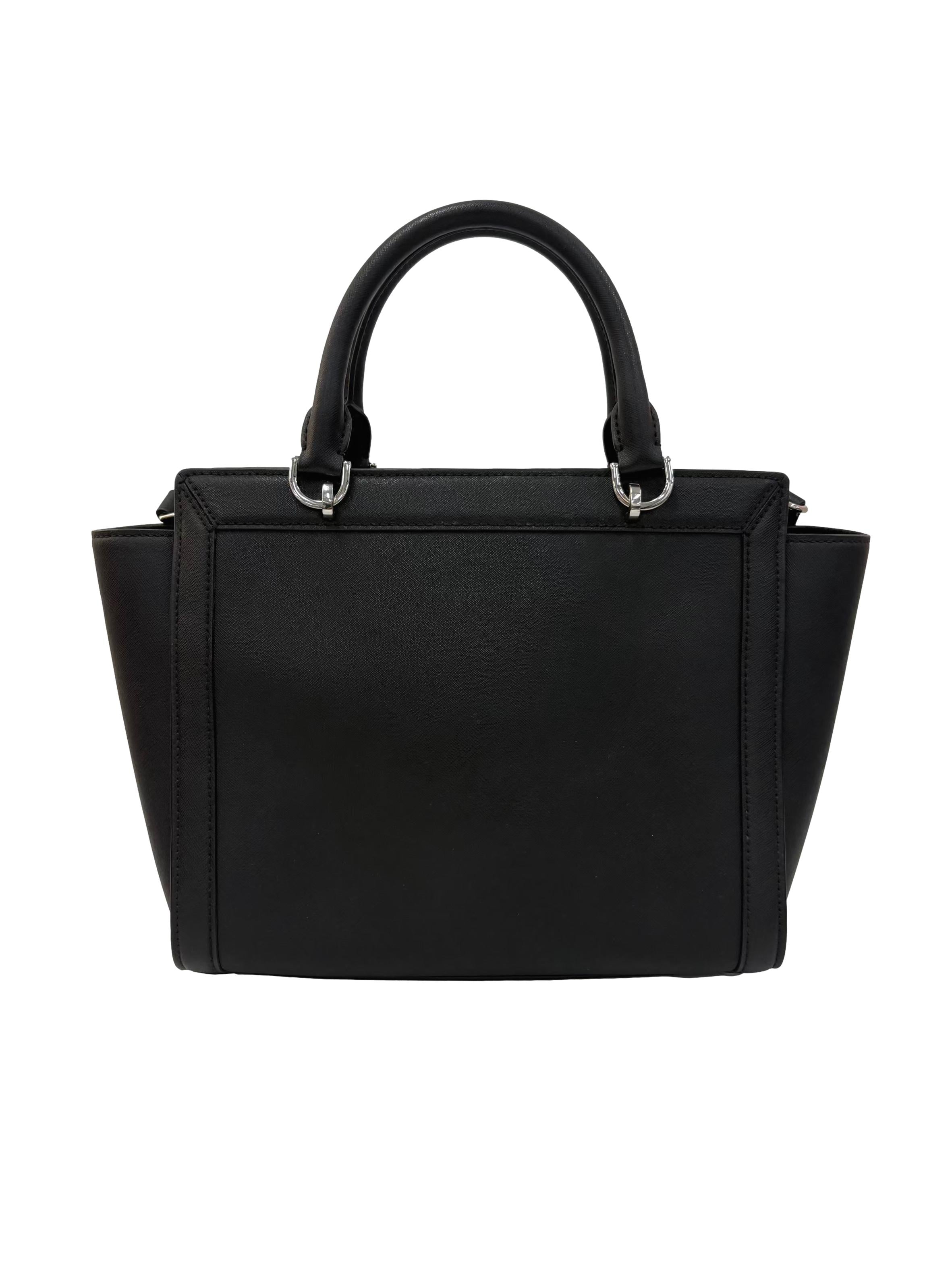 Black Leather Tina Large Satchel Handbag CSN