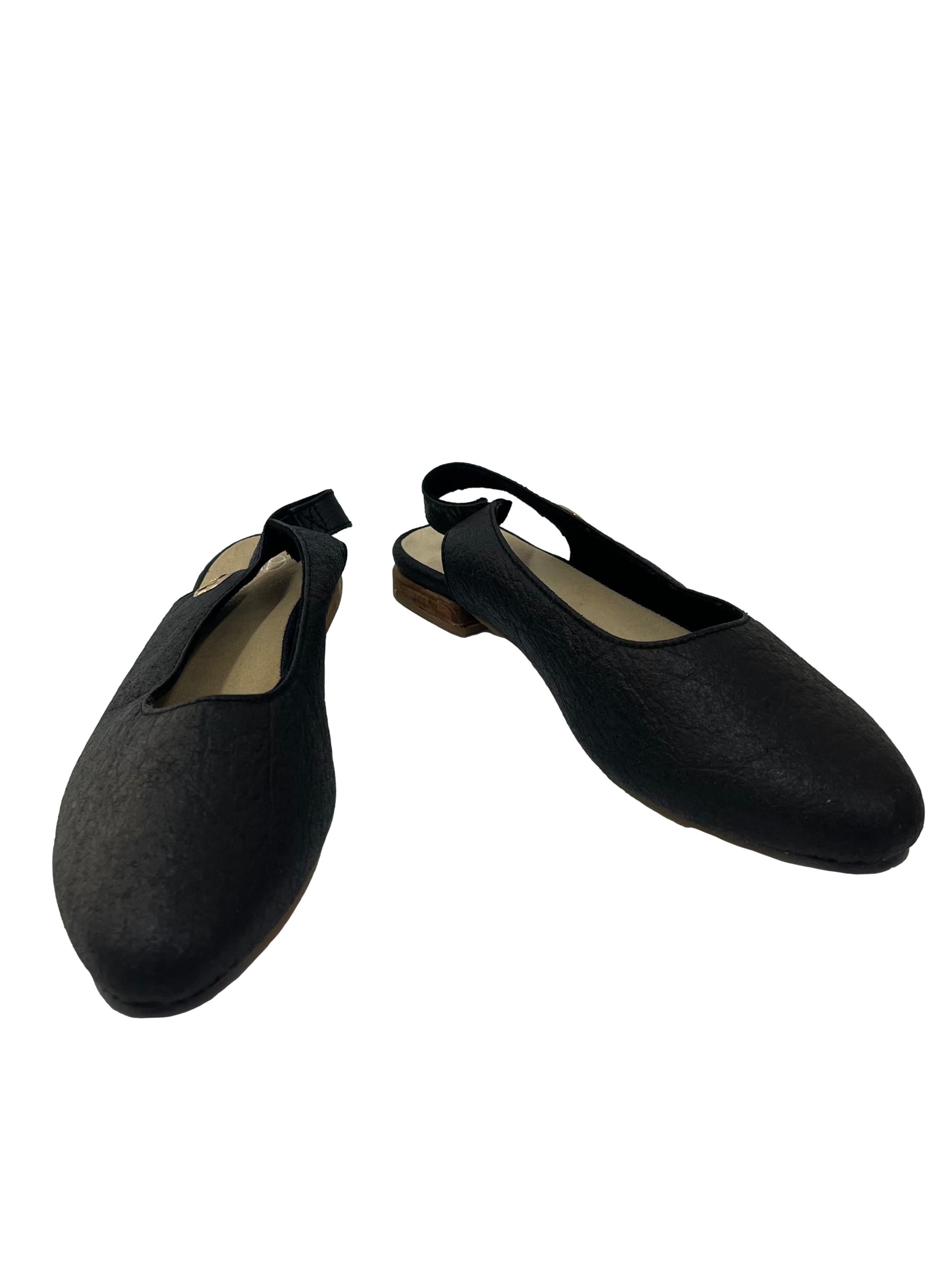 Charcoal Black Cannes Slingback Flat