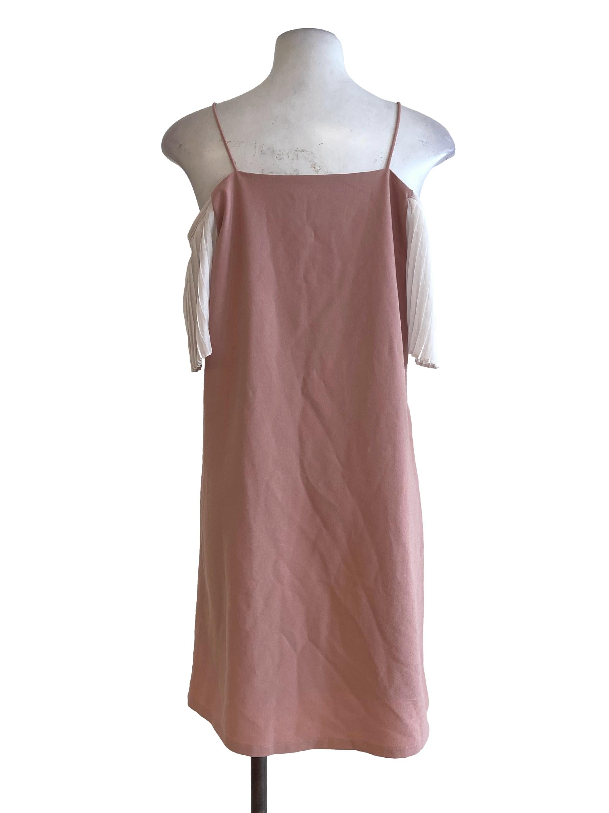 Peach Pleated Sleeves Dress TCL