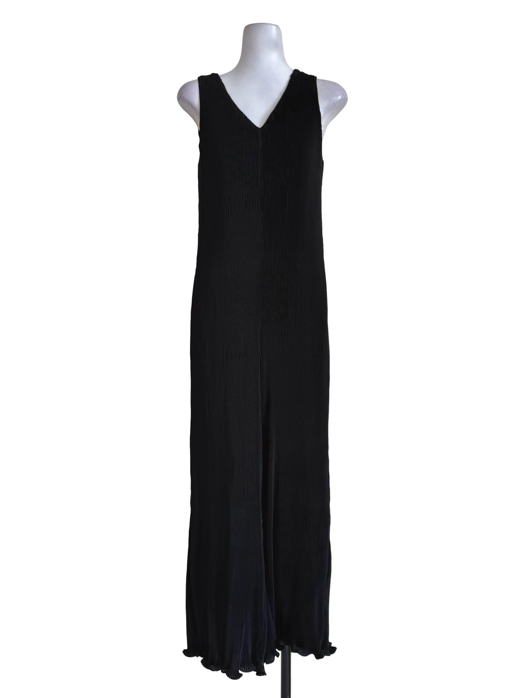 Black Pleated Sleeveless Jumpsuit