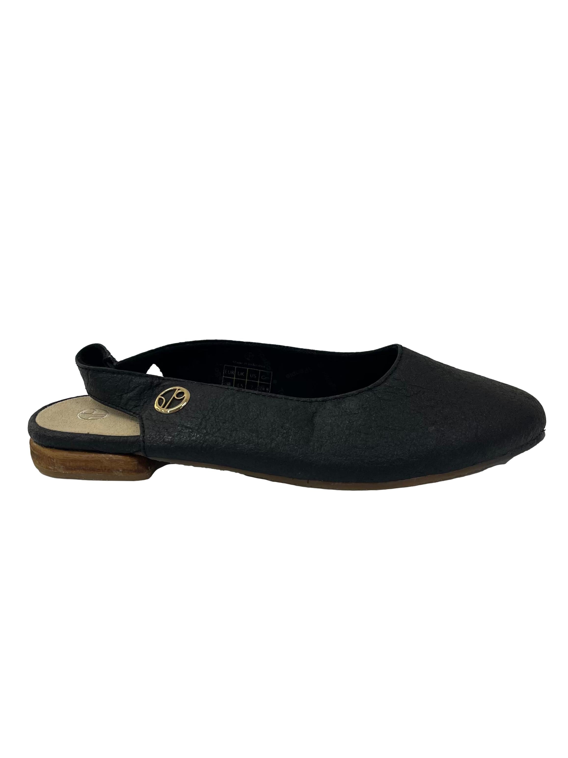 Charcoal Black Cannes Slingback Flat