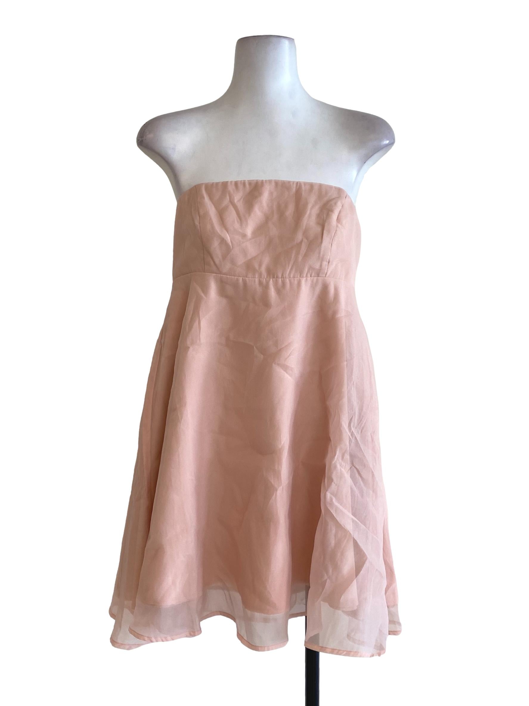 Salmon Pink Strapless Dress