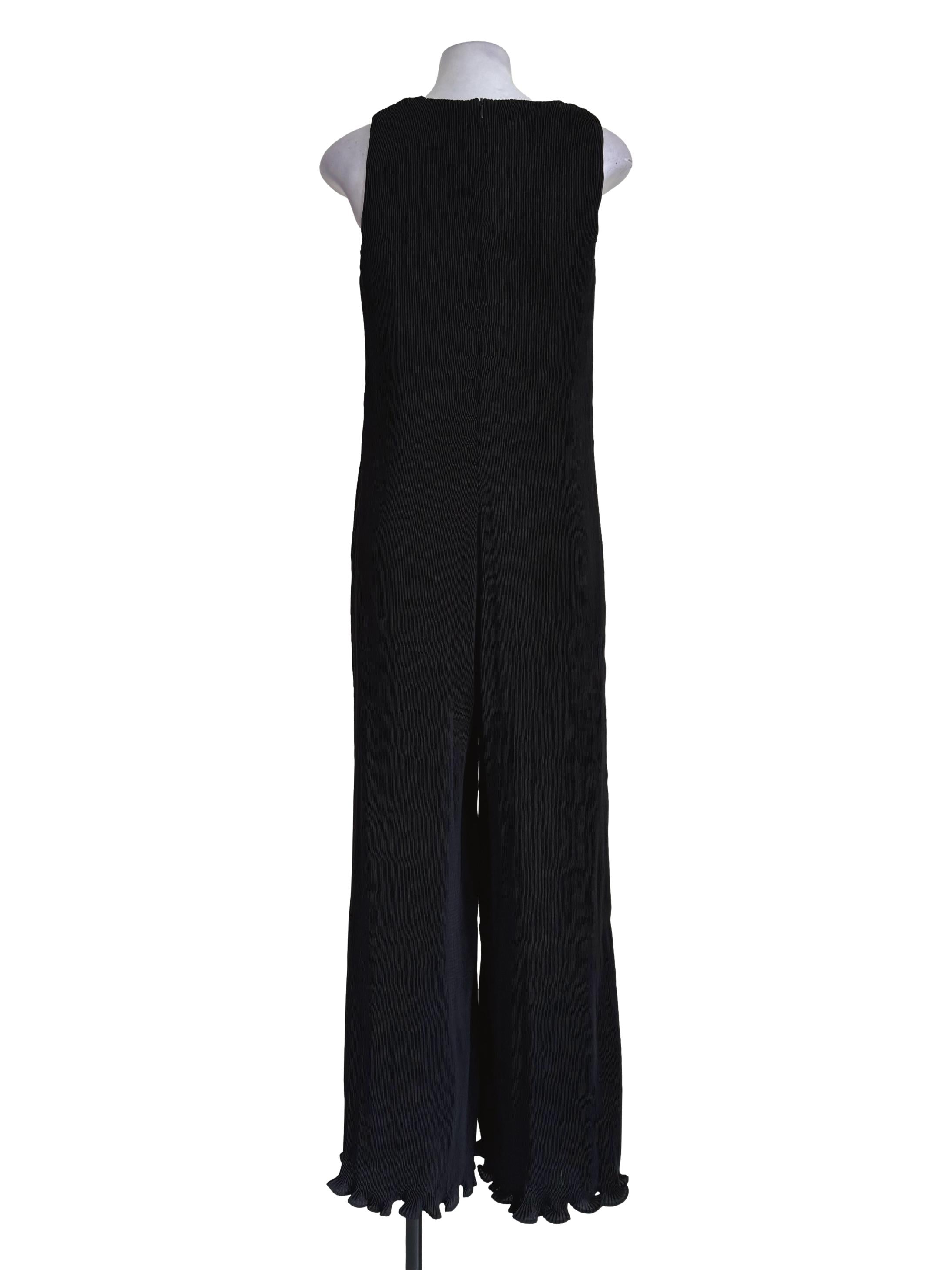 Black Pleated Sleeveless Jumpsuit