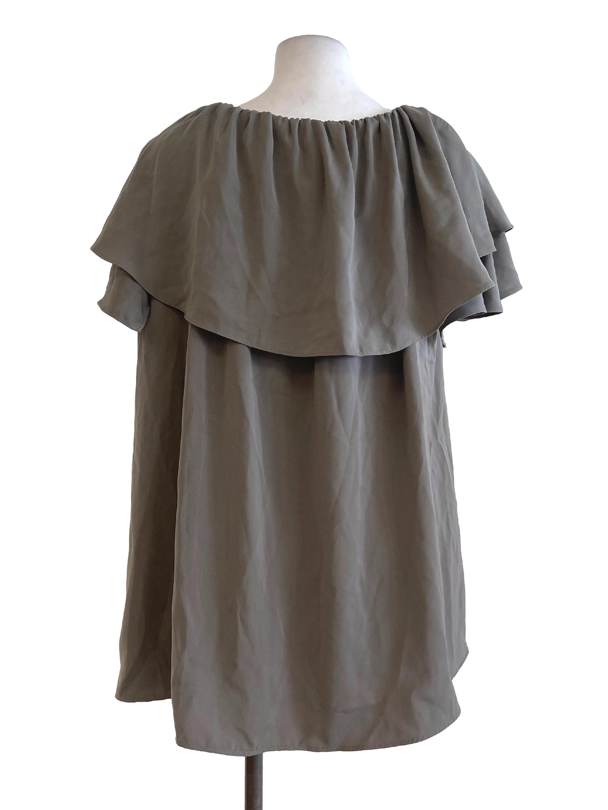 Fern Green Ruffles Neck Dress