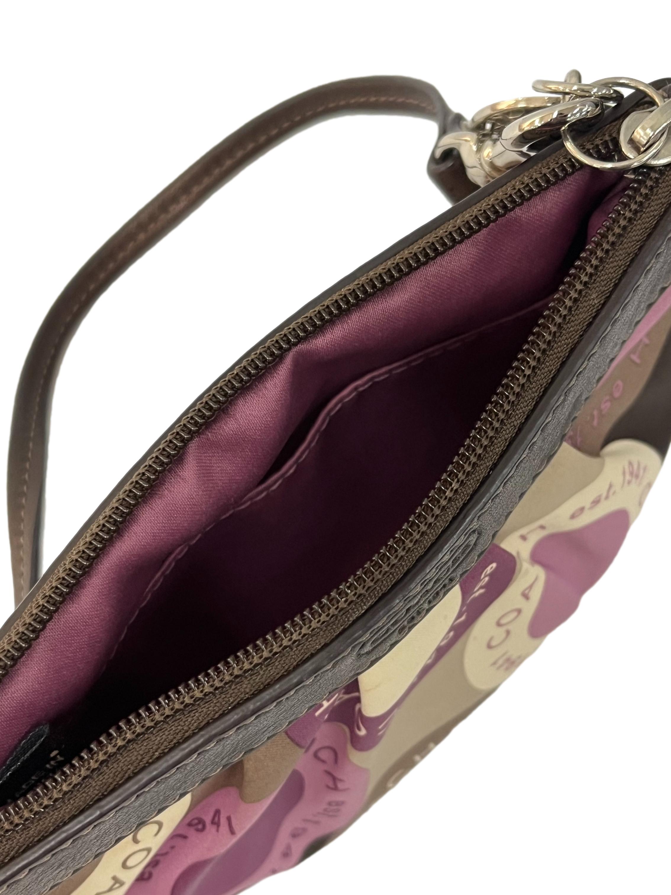 Purple Brown Coach Printed Wristlet
