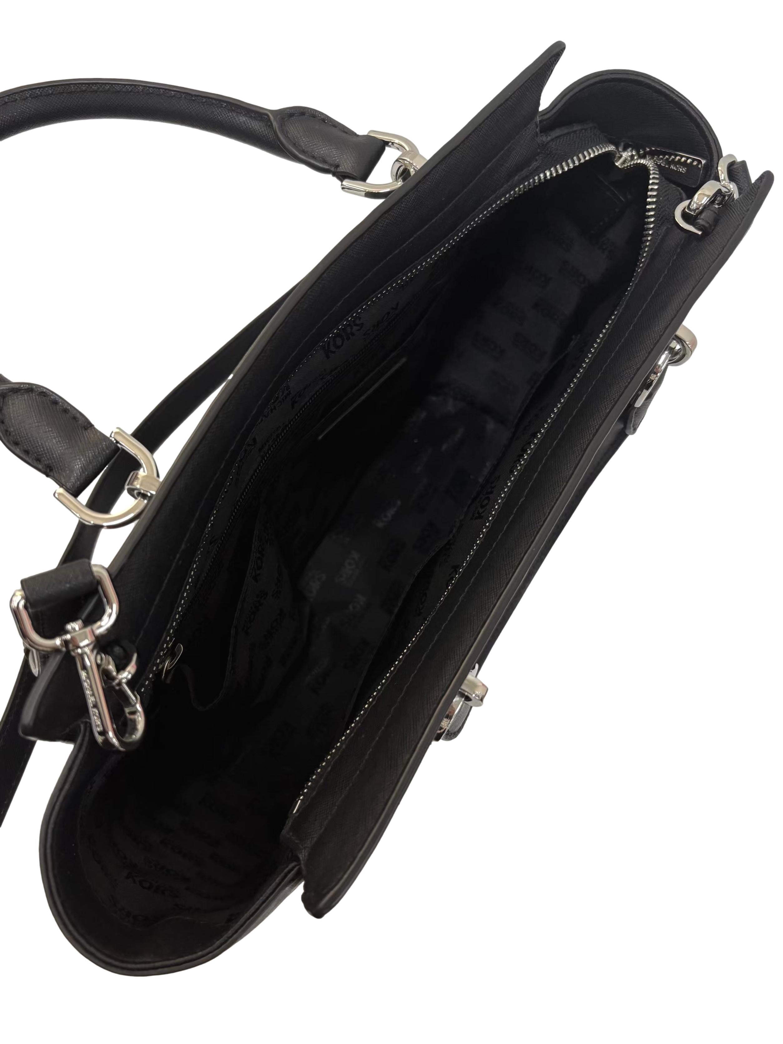 Black Leather Tina Large Satchel Handbag CSN