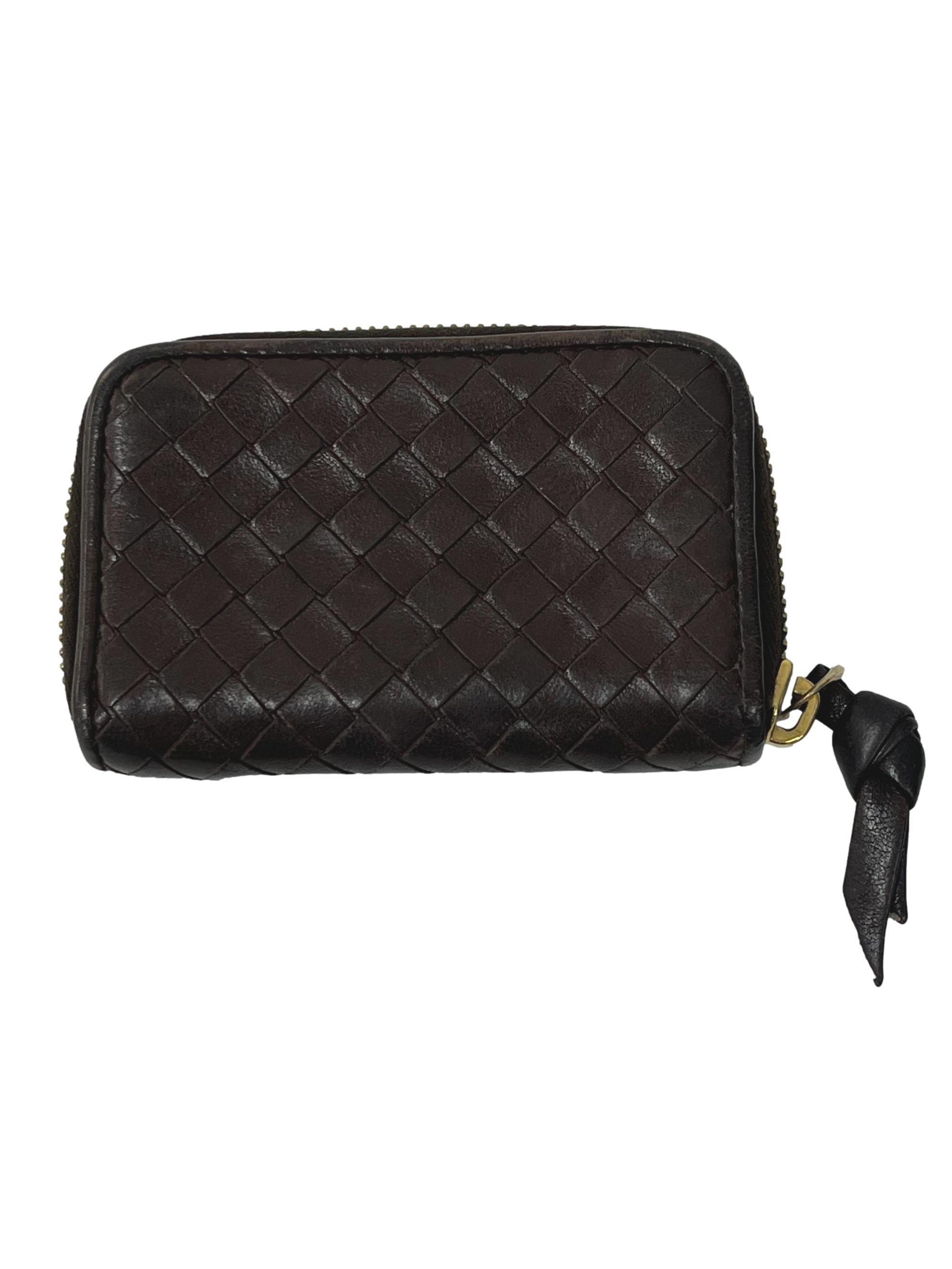 Brown Intrecciato Leather Wallet
