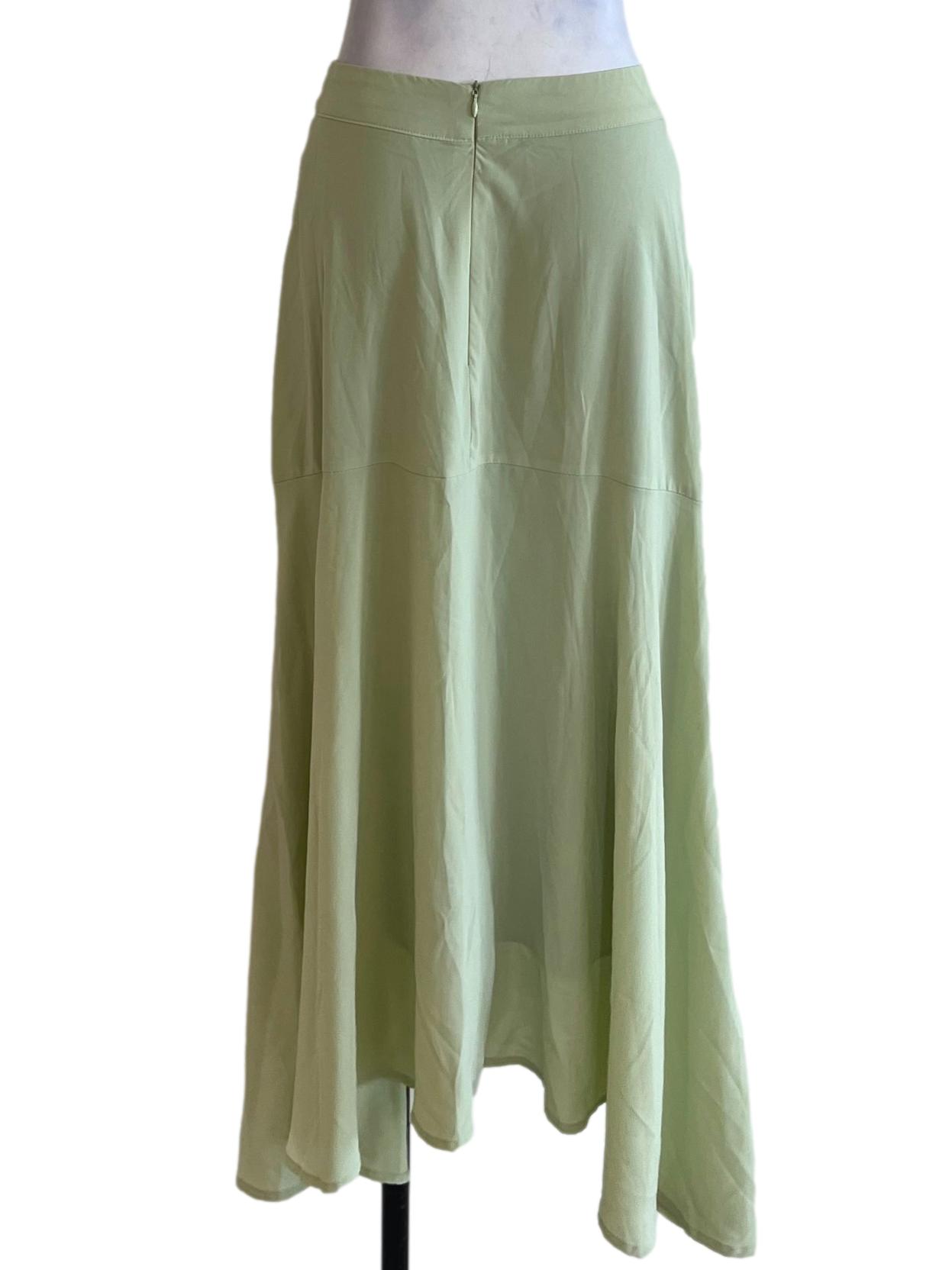 Lime Green High-Waisted A-Line Skirt