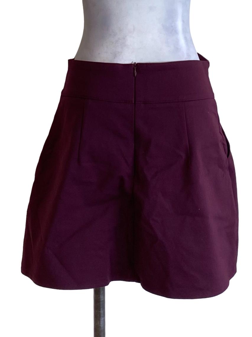 Dark Plum Purple Buttoned Mini Skirt