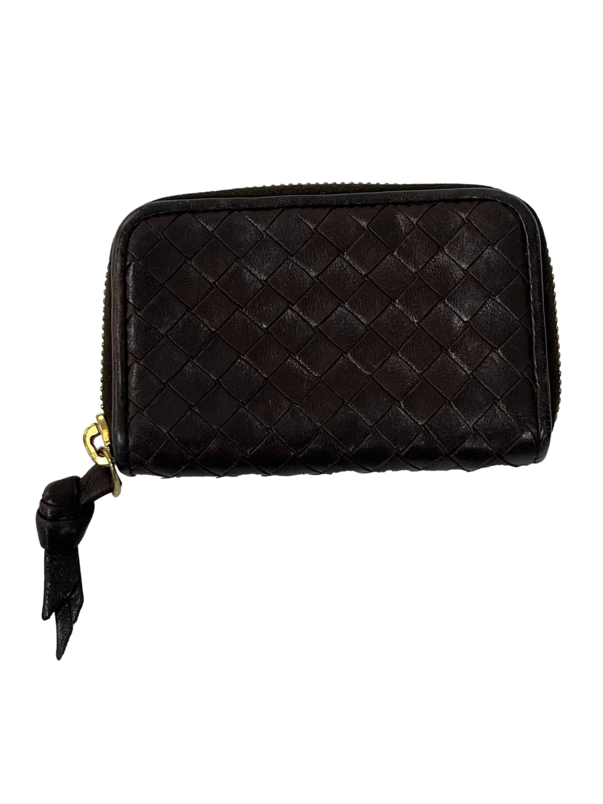 Brown Intrecciato Leather Wallet