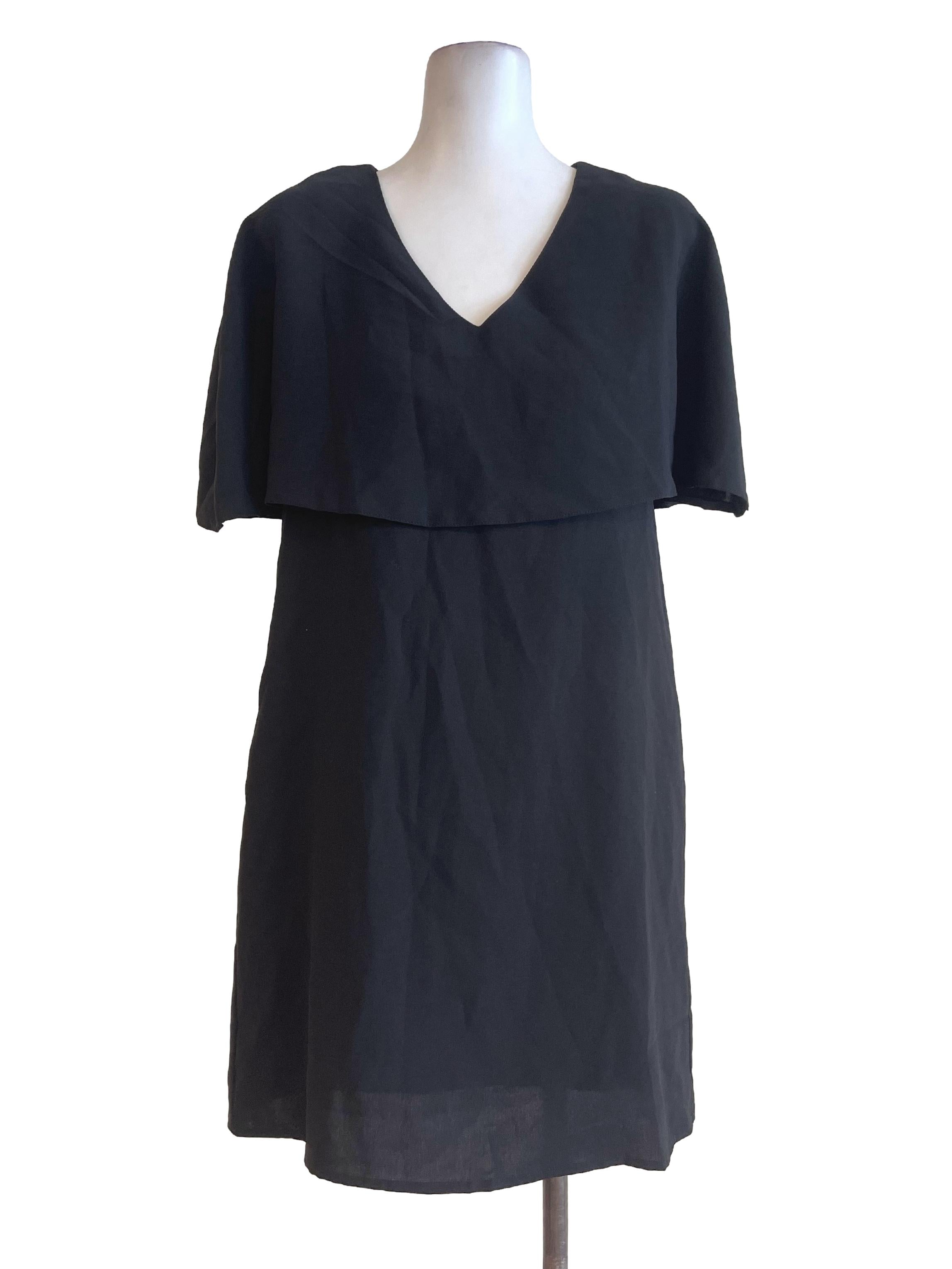 Black Ruffles Cape Fashion Dress