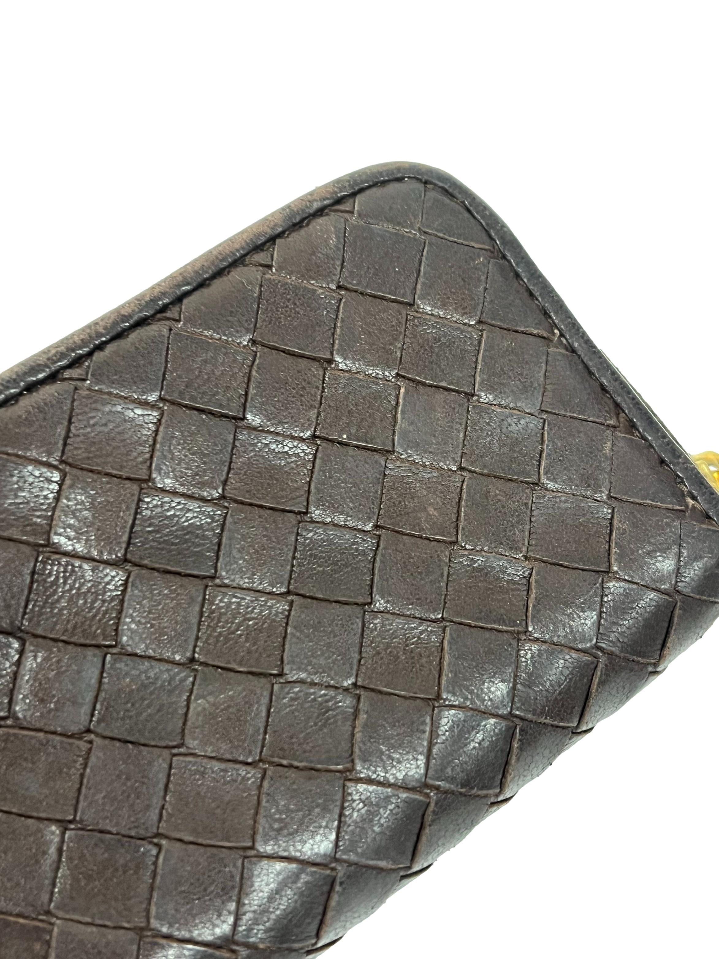 Brown Intrecciato Leather Wallet