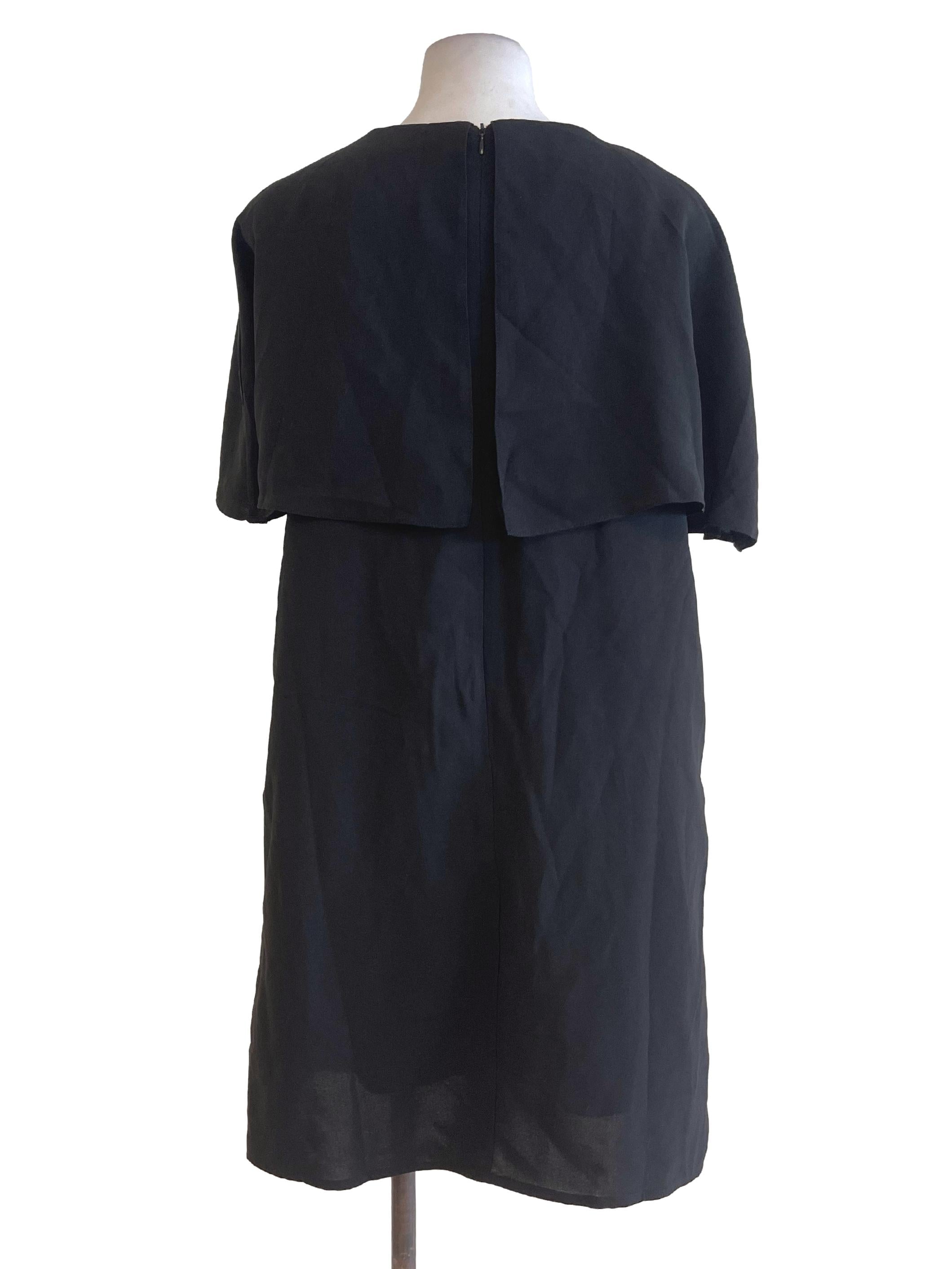 Black Ruffles Cape Fashion Dress