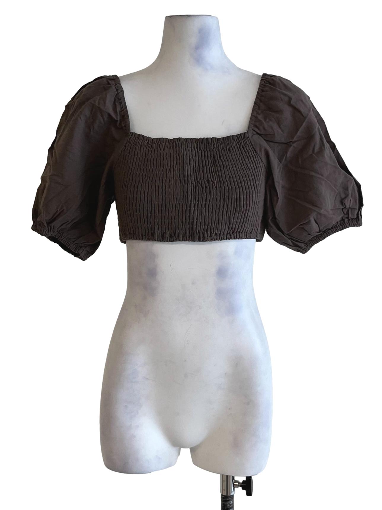 Cedar Brown Square Neckline Blouse