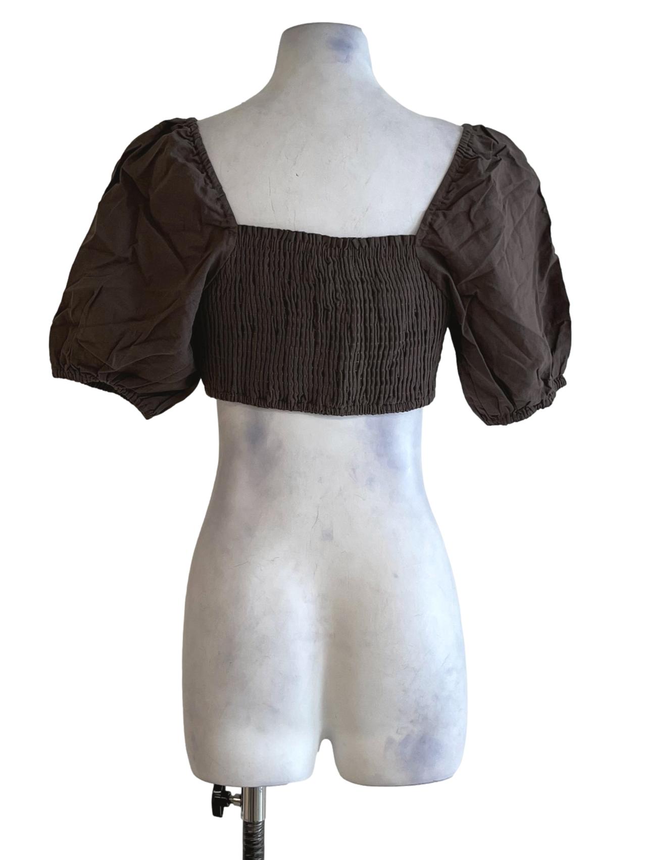 Cedar Brown Square Neckline Blouse