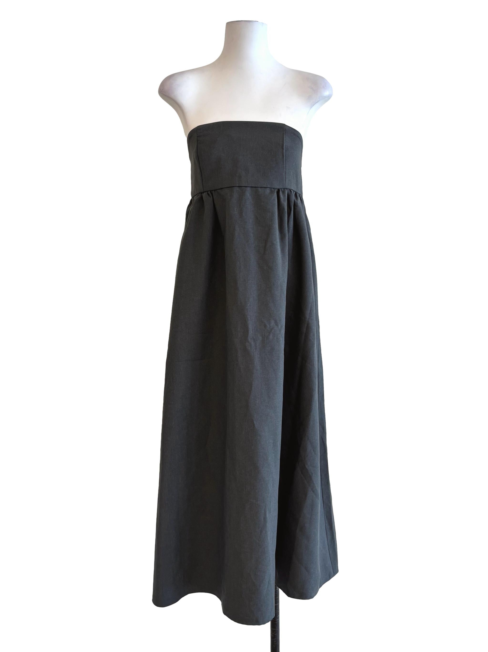 Ebony Grey Strapless Flare Dress