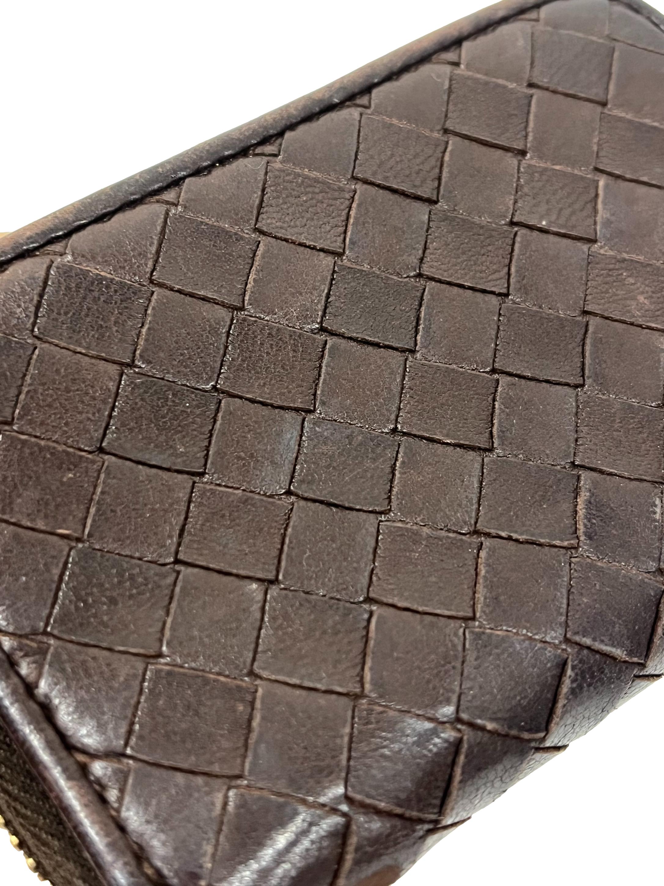 Brown Intrecciato Leather Wallet