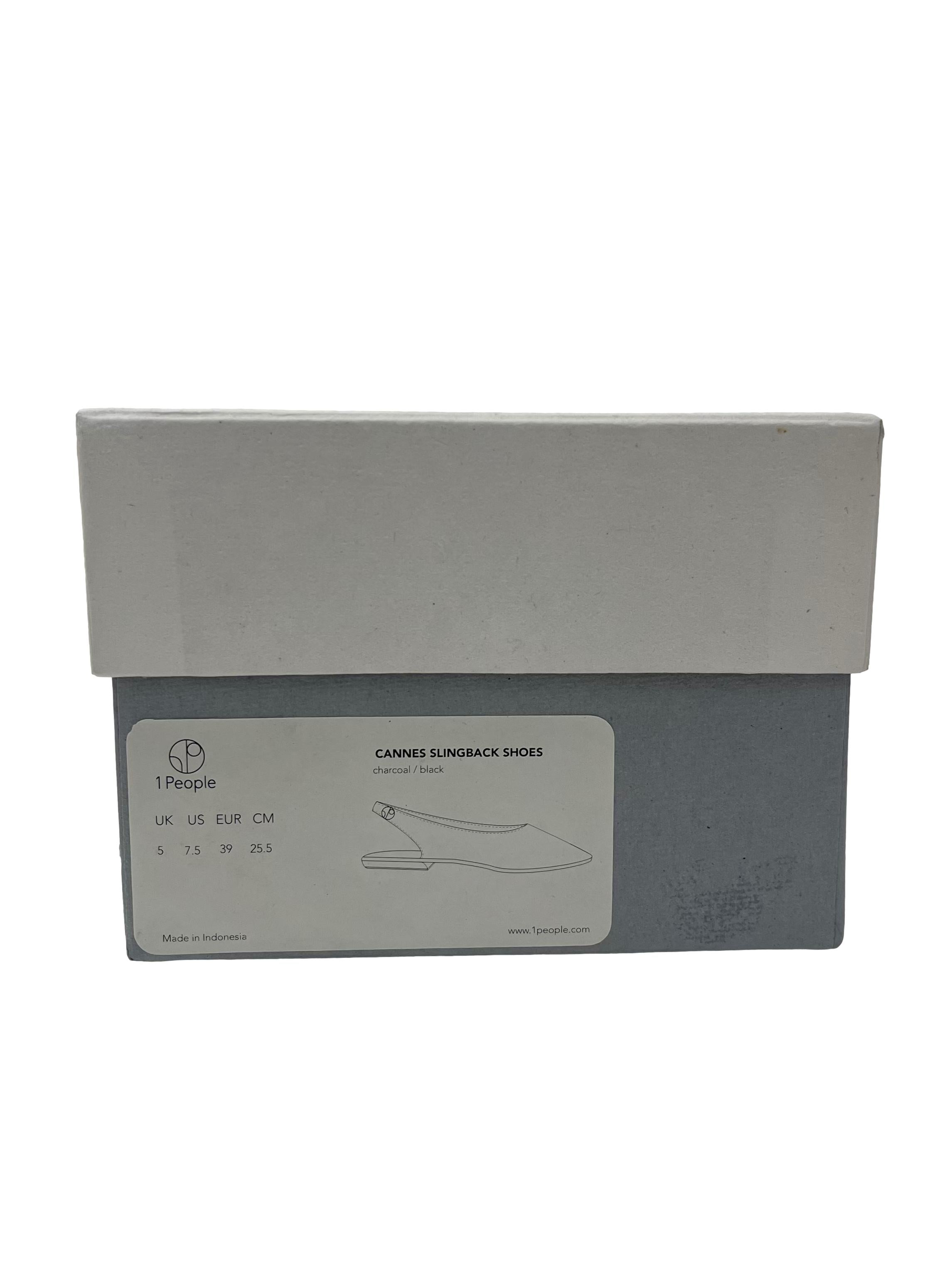 Charcoal Black Cannes Slingback Flat
