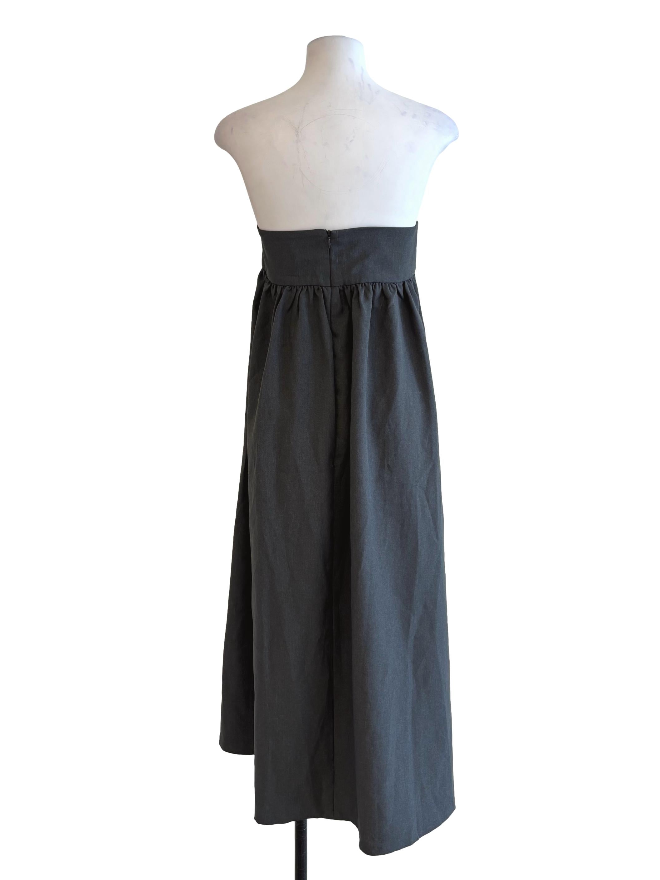 Ebony Grey Strapless Flare Dress