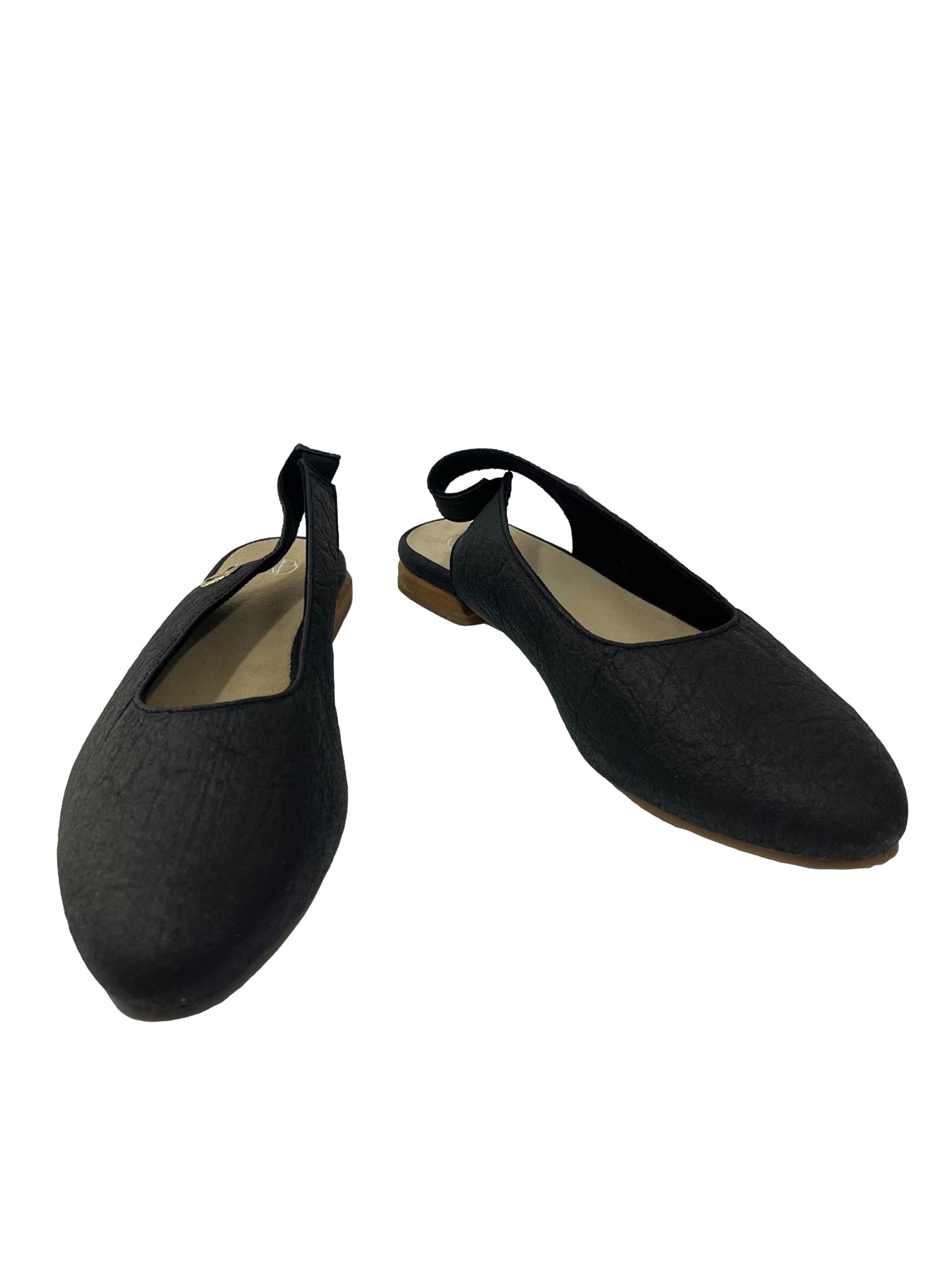 Charcoal Black Cannes Slingback Flat
