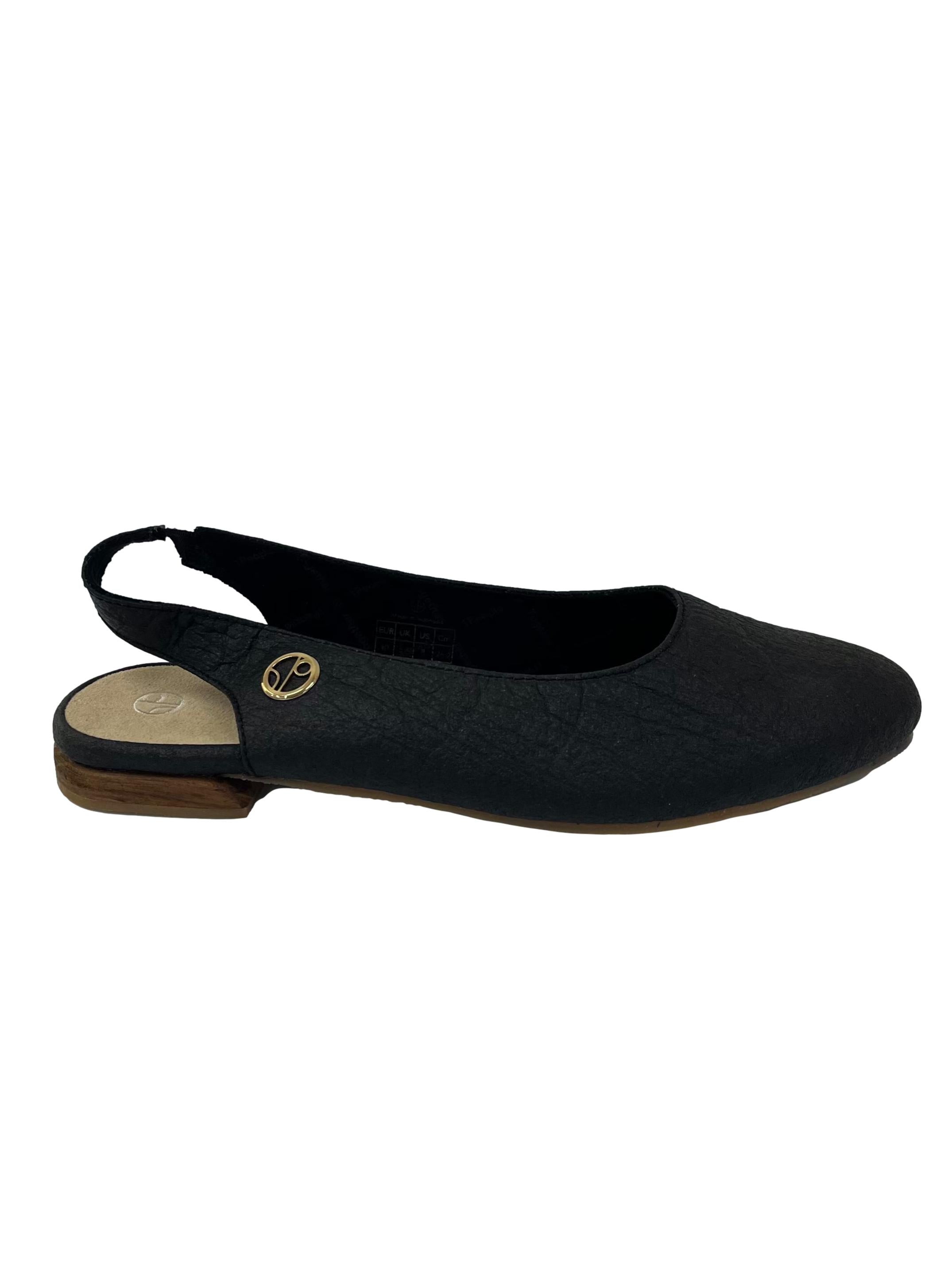 Charcoal Black Cannes Slingback Flat