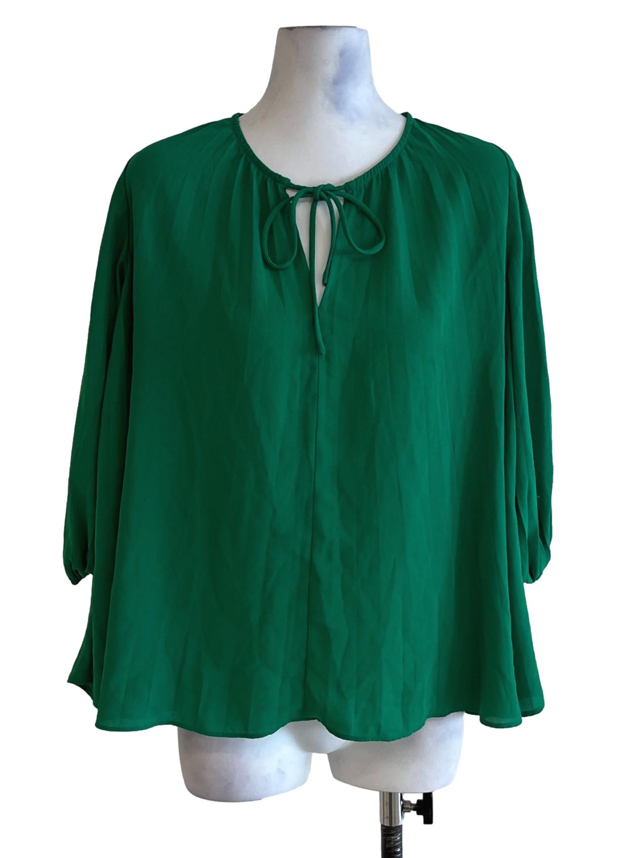 Fern Green Jewel Neckline Blouse