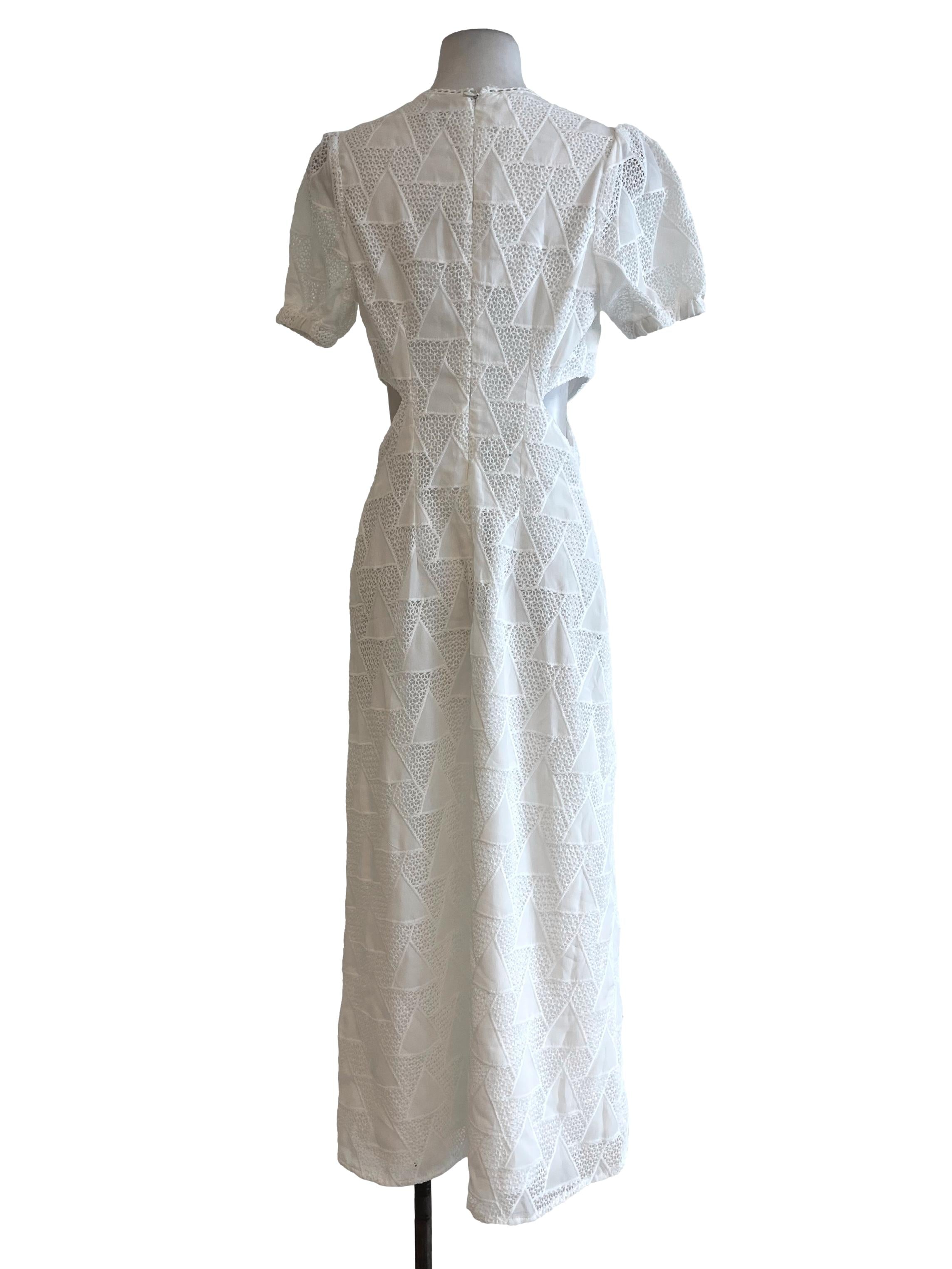 White Knitted Textured Pencil Gown