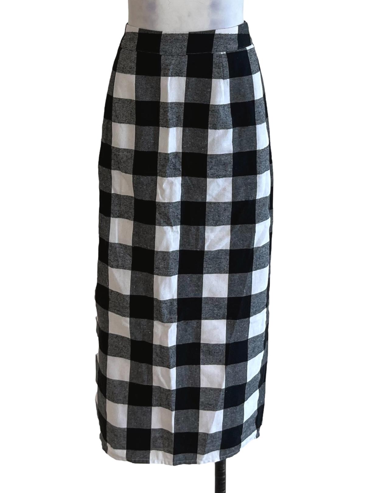 Black White Checkered Pencil Skirt